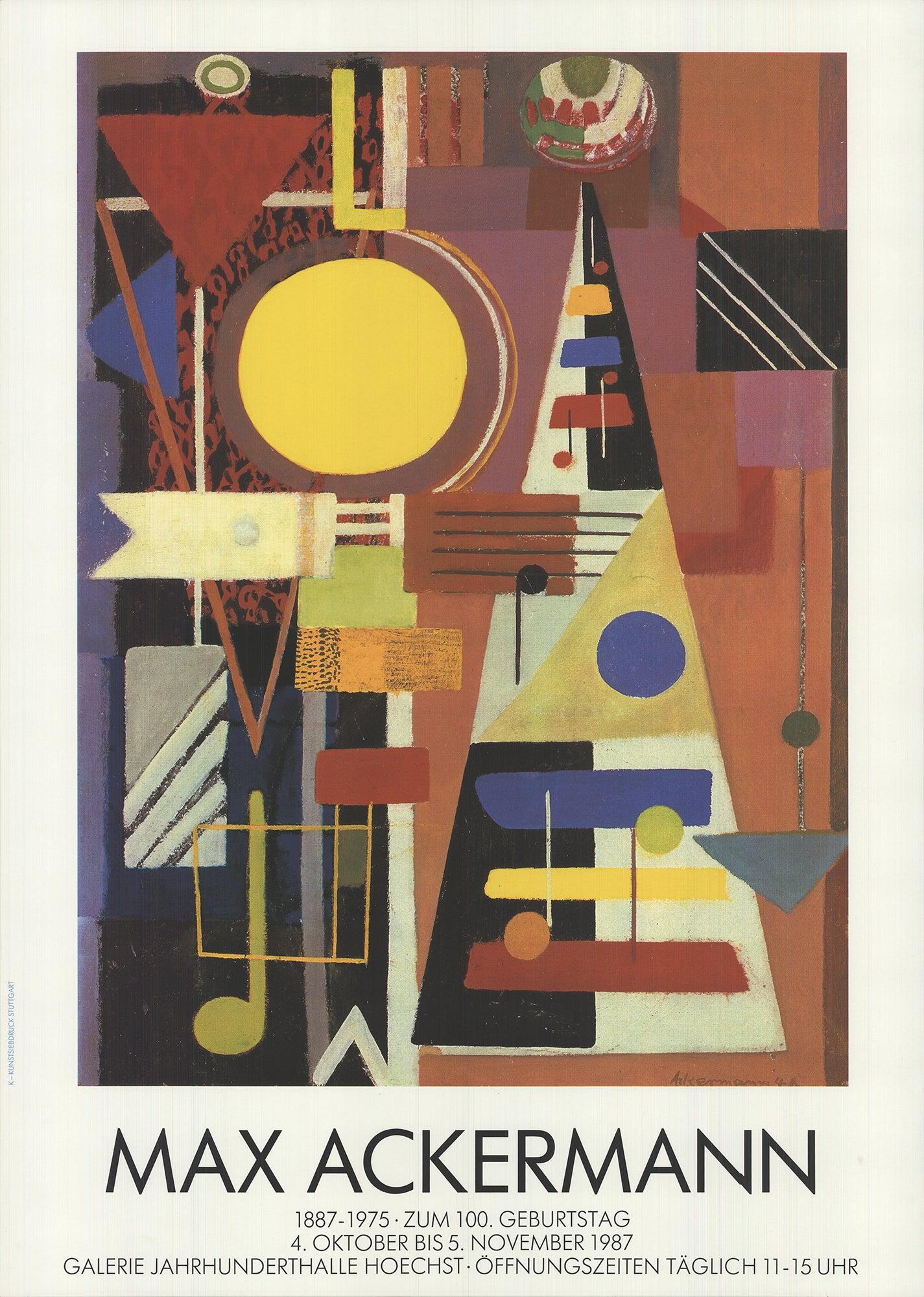 Paper Size: 33 x 23.75 inches ( 83.82 x 60.325 cm )
Image Size: 26.5 x 19.75 inches ( 67.31 x 50.165 cm )
Framed: No
The original exhibition poster from 1987, issued by a gallery in Stuttgart, Germany, commemorates the 100th anniversary of Max