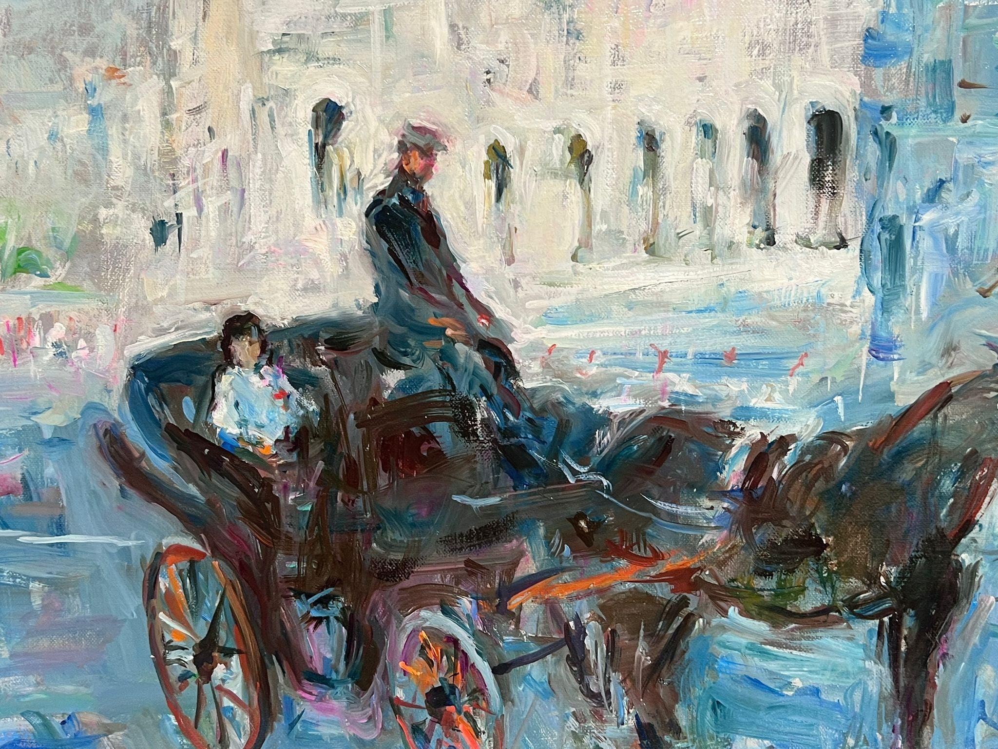 Horse & Carriage in Rome Superb French Post-Impressionist Listed Artist - Painting by Max Agostini