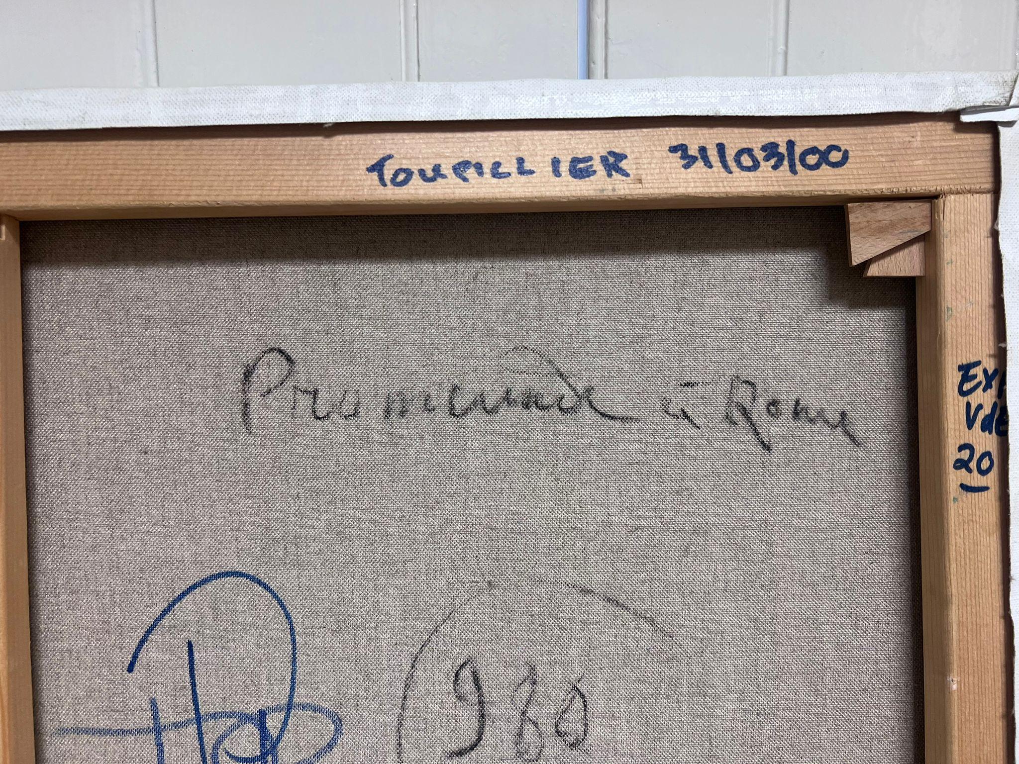 Caballo y carruaje en Roma Soberbio artista francés postimpresionista catalogado 1