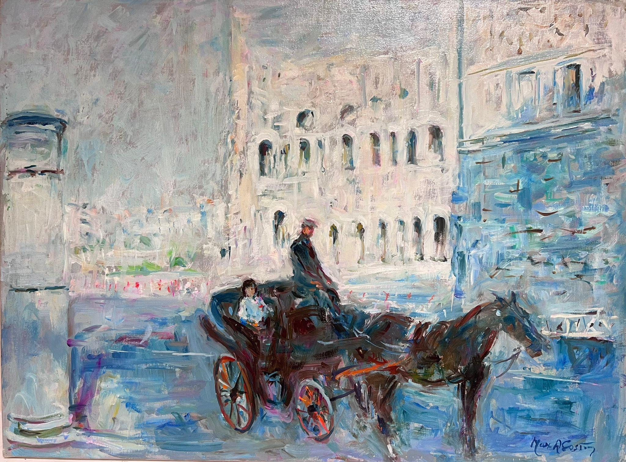 Max Agostini Landscape Painting - Horse & Carriage in Rome Superb French Post-Impressionist Listed Artist