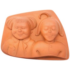 Placca da parete con testa di Max e Maurice - Decorazione da parete Vintage, Germania, anni '50