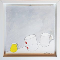 British, 21st Century abstract still life 'Cups and jug' and 'Cups and fruit' (2
