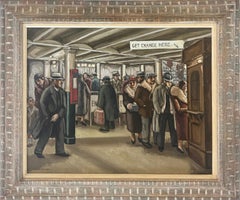 Get Change Here - American Modernism Scene WPA Mid-Century Realism NYC Cityscape