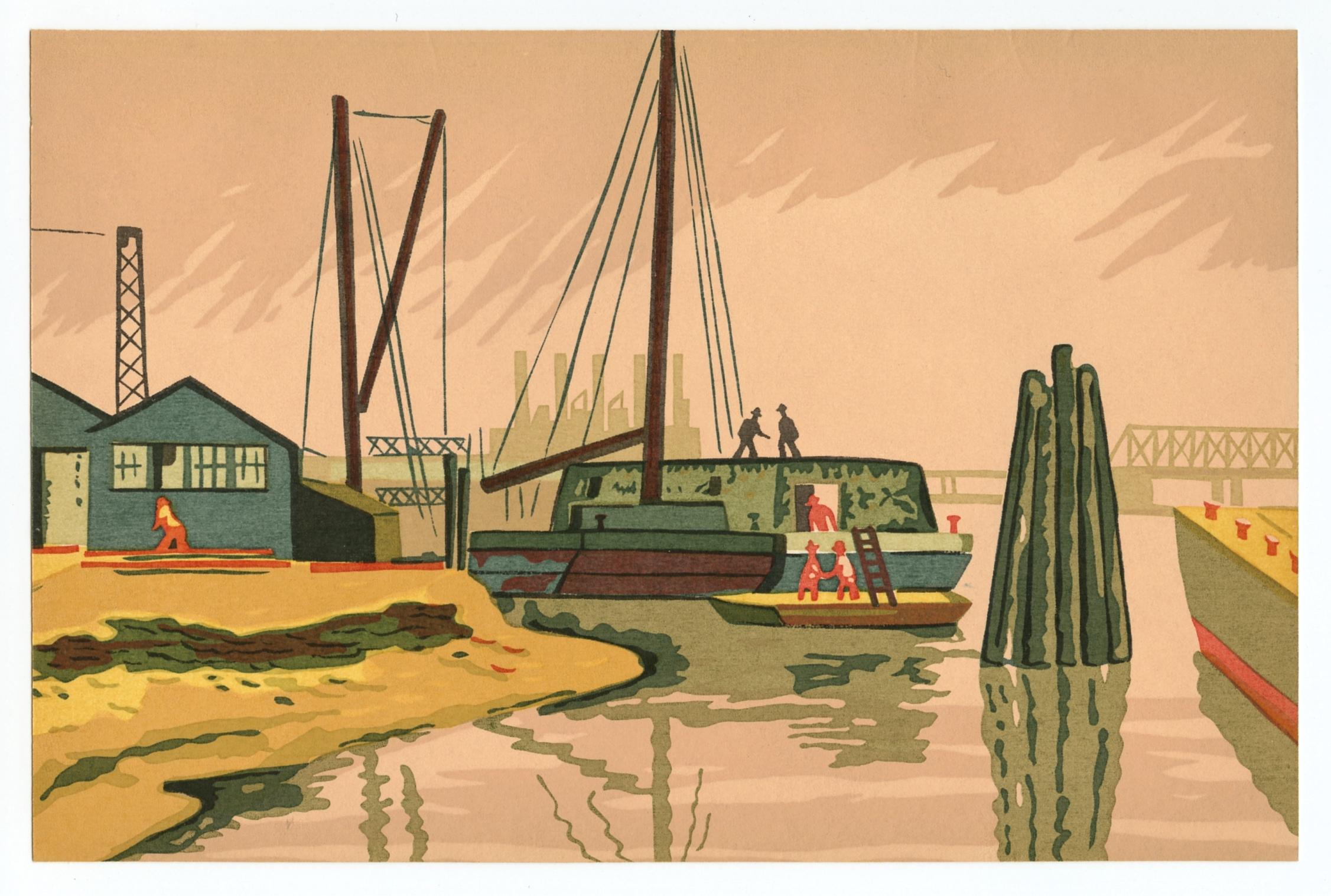 "Harlem River" original silkscreen - Print by Max Arthur Cohn