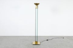 Lampada da terra "Laser" di Max Baguara in vetro e ottone per Lamperti, anni '70