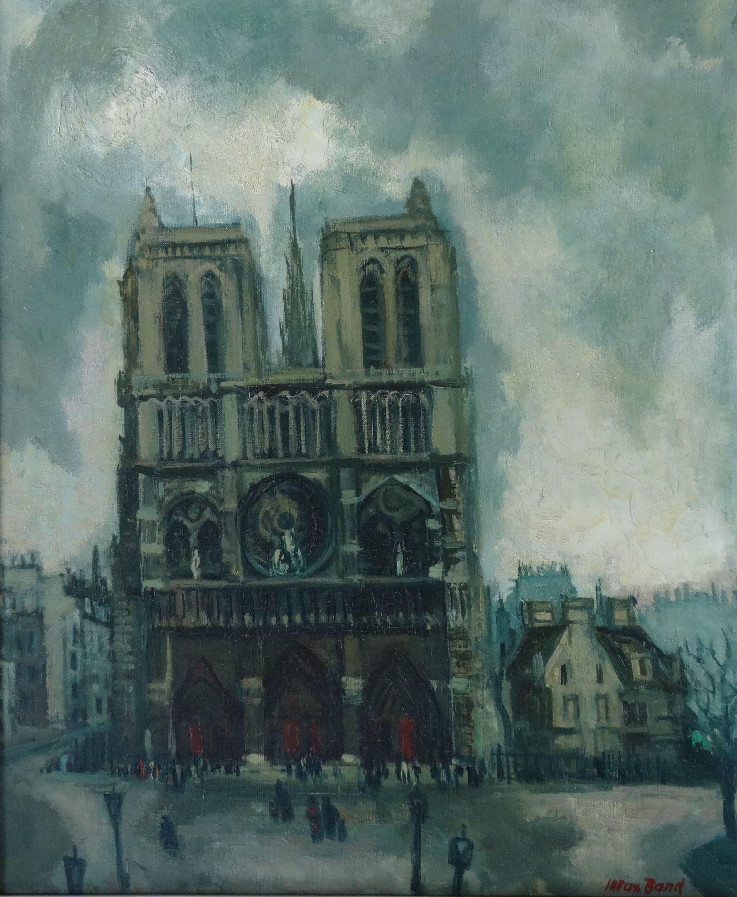 Max Band Landscape Painting – Notre-Dame de Paris. Öl auf Leinwand, 65x54 cm