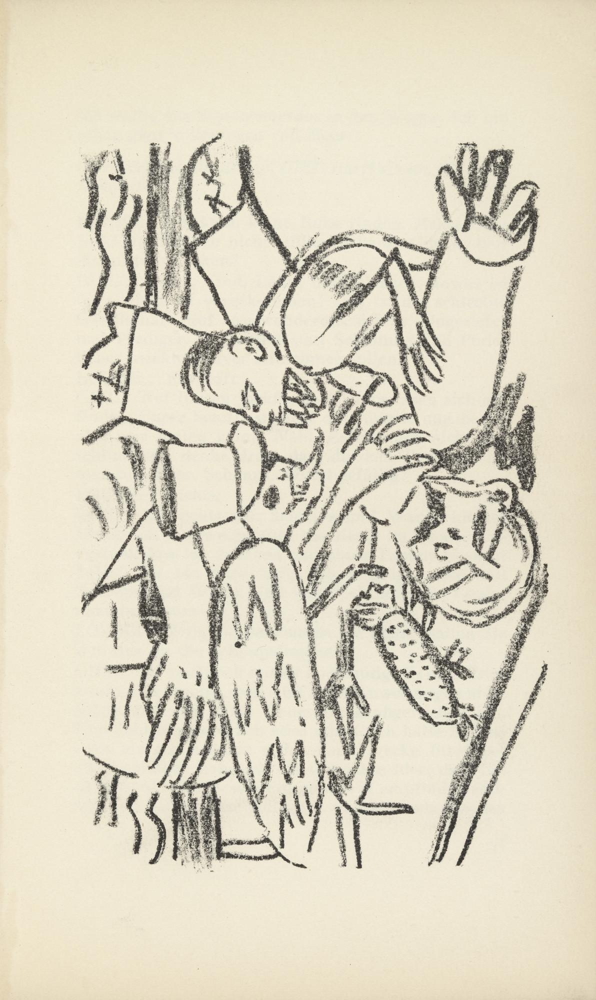Lithograph on Van Gelder Zonen Bütten paper. Inscription: Unsigned and unnumbered, as issued. Good condition. Notes: From the volume, Der Mensch ist kein Haustier, 1937. Published by Éditions Cosmopolites, Paris; printed by Desjobert, Paris, 1937.