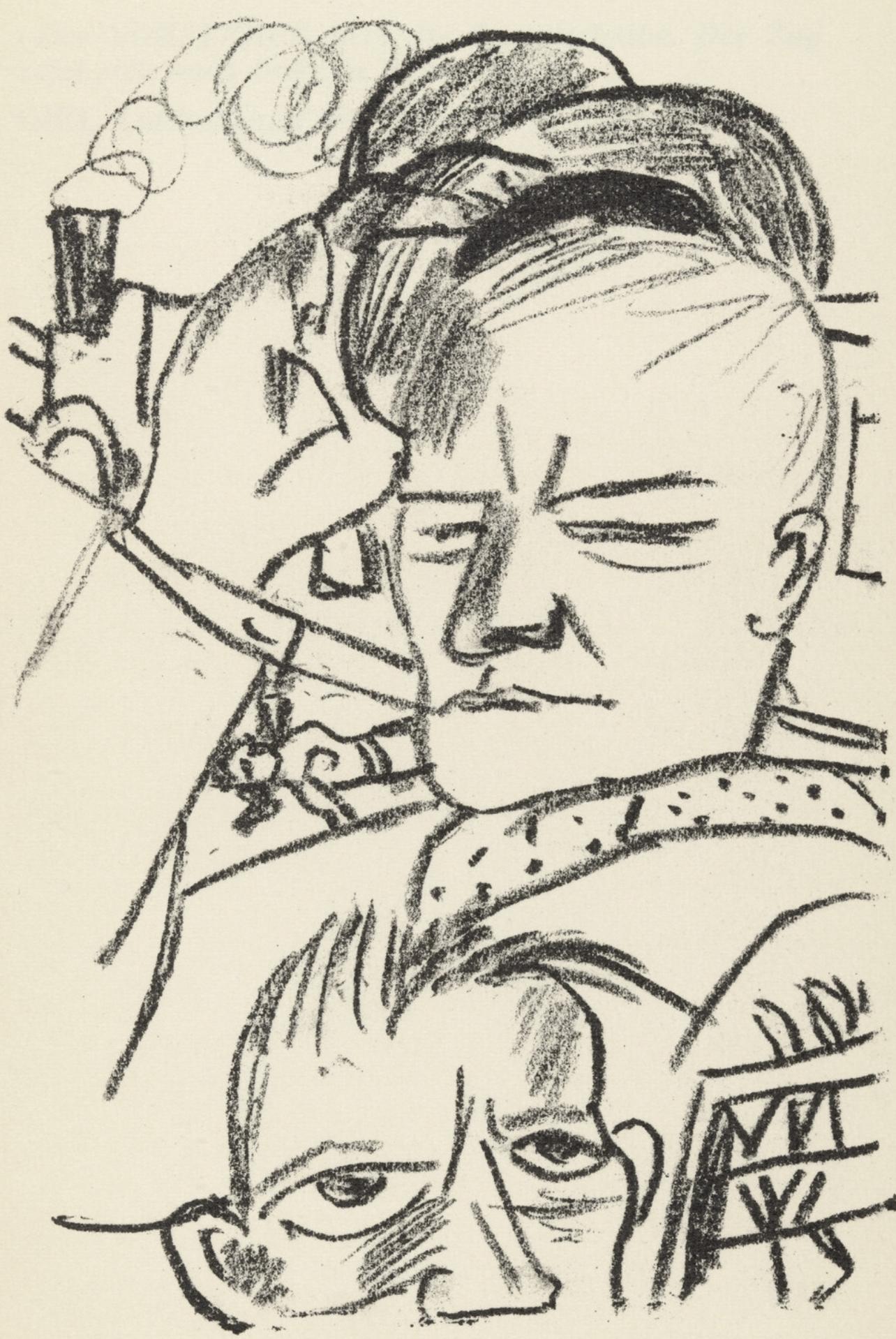 Max Beckmann Abstract Print - Beckmann, Composition (Hofmaier 323-329), Der Mensch ist kein Haustier (after)