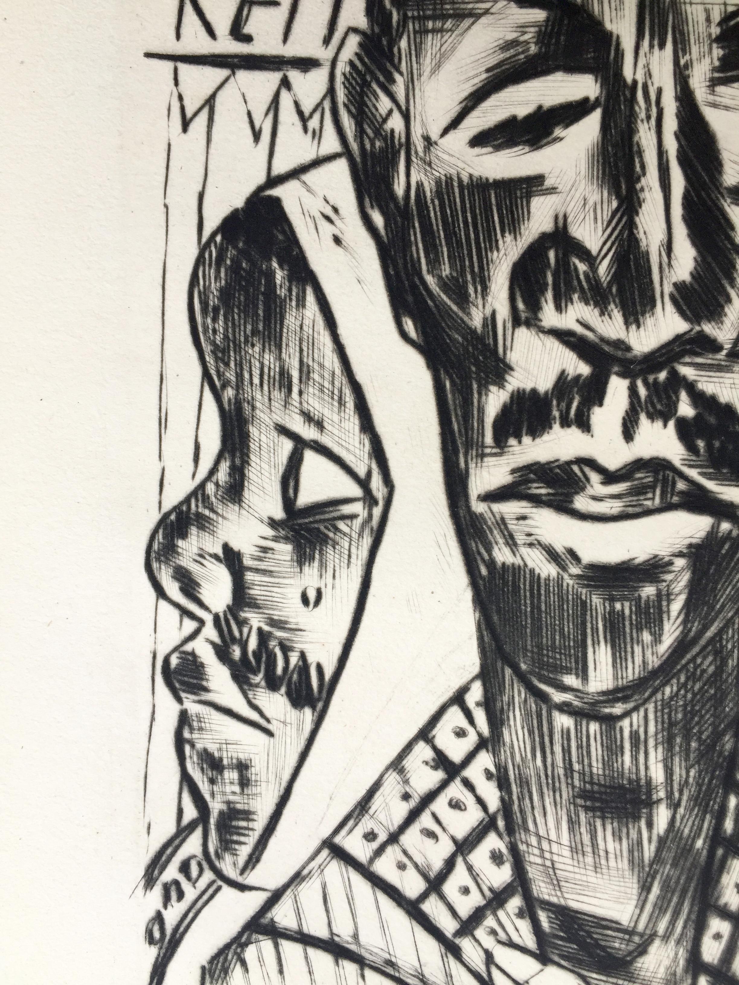 Der Neger (Der Neger) (Grau), Figurative Print, von Max Beckmann