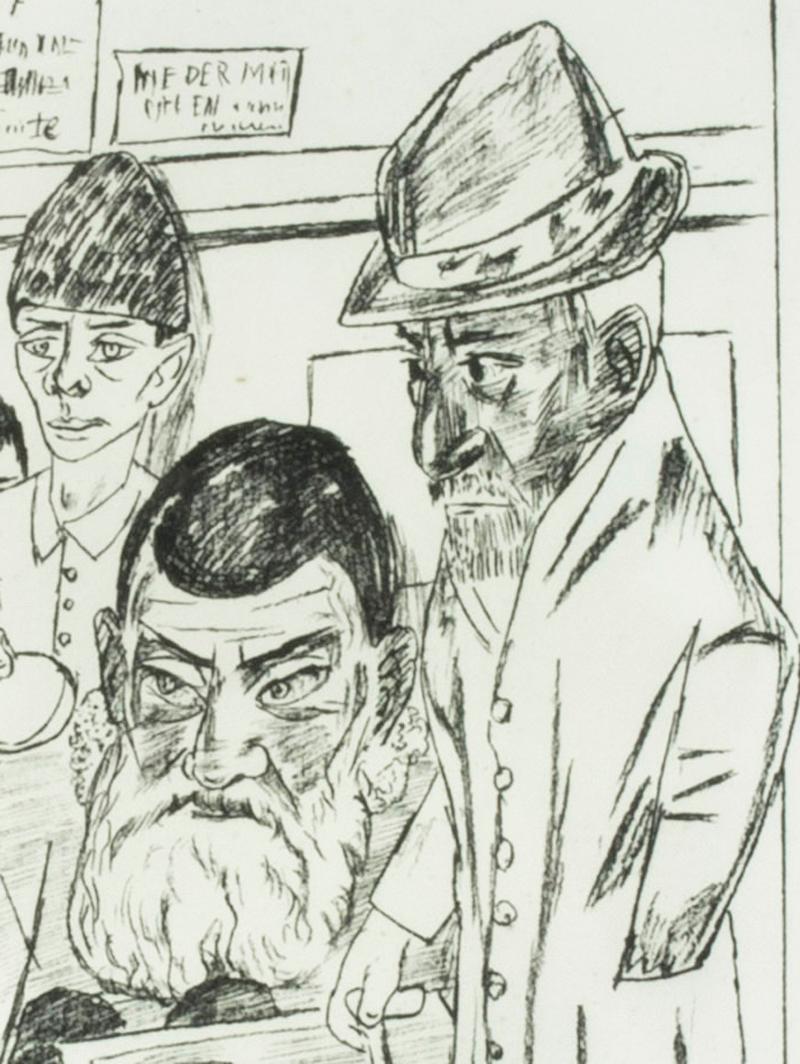 Die Bettler (The Beggars)
Lithograph, 1922
Signed in pencil lower right (see photo)
From: Berliner Reise Series, Plate 7
Printed on wove paper
Edition: 100
Condition: Printers crease in the lower left margin, not affecting image.  According to Jorg