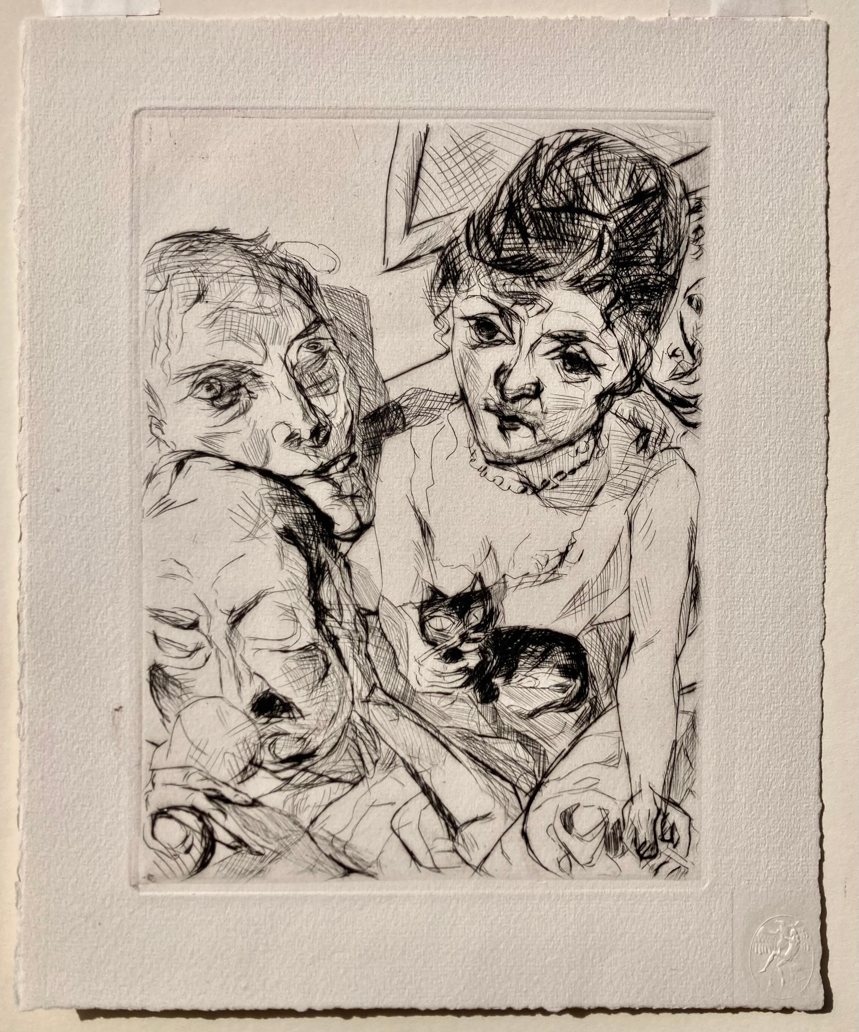 ABEND (SELBSTPORTRÄT mit den Battenbergs) – Print von Max Beckmann