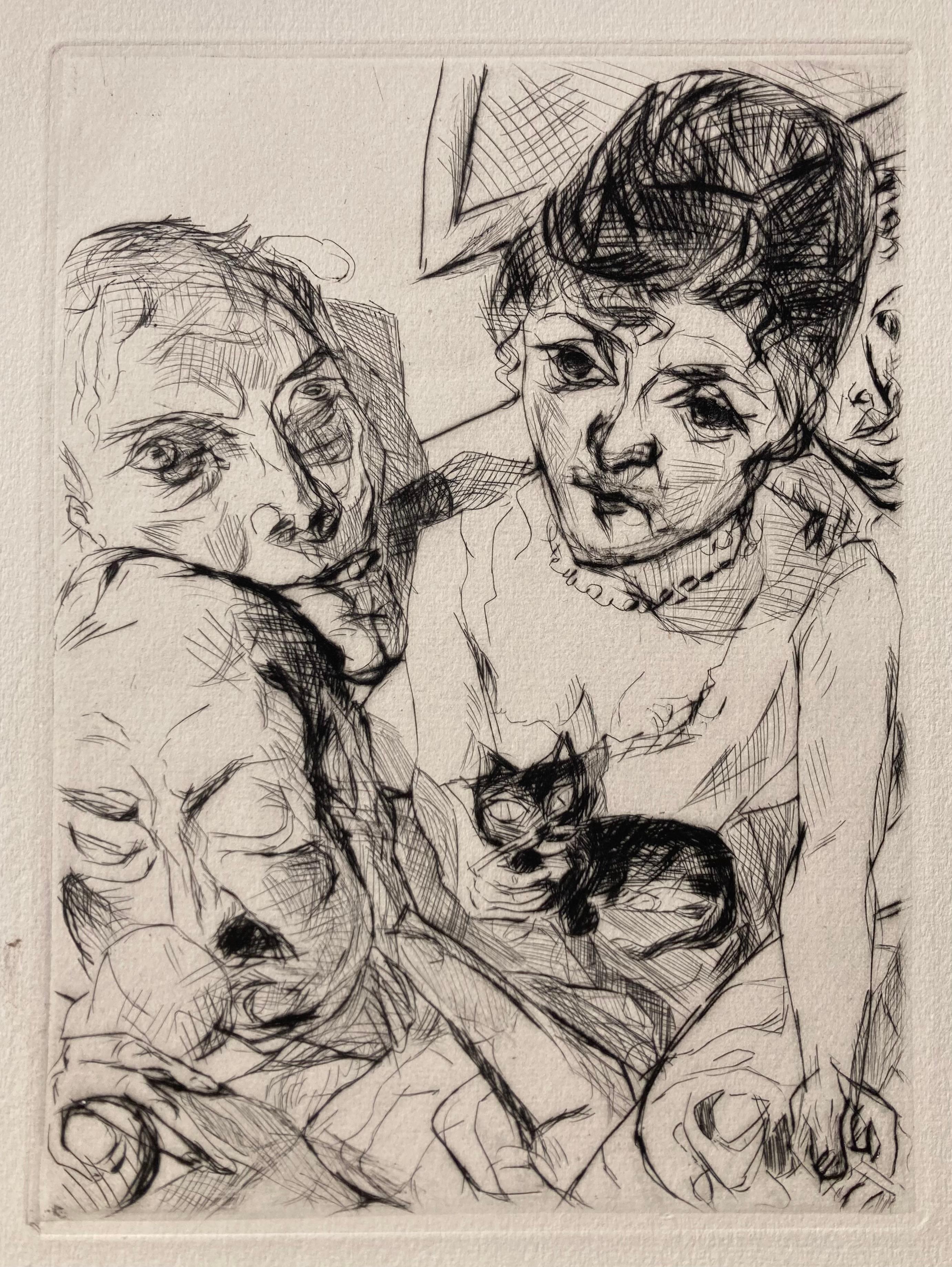 Max Beckmann Figurative Print – ABEND (SELBSTPORTRÄT mit den Battenbergs)