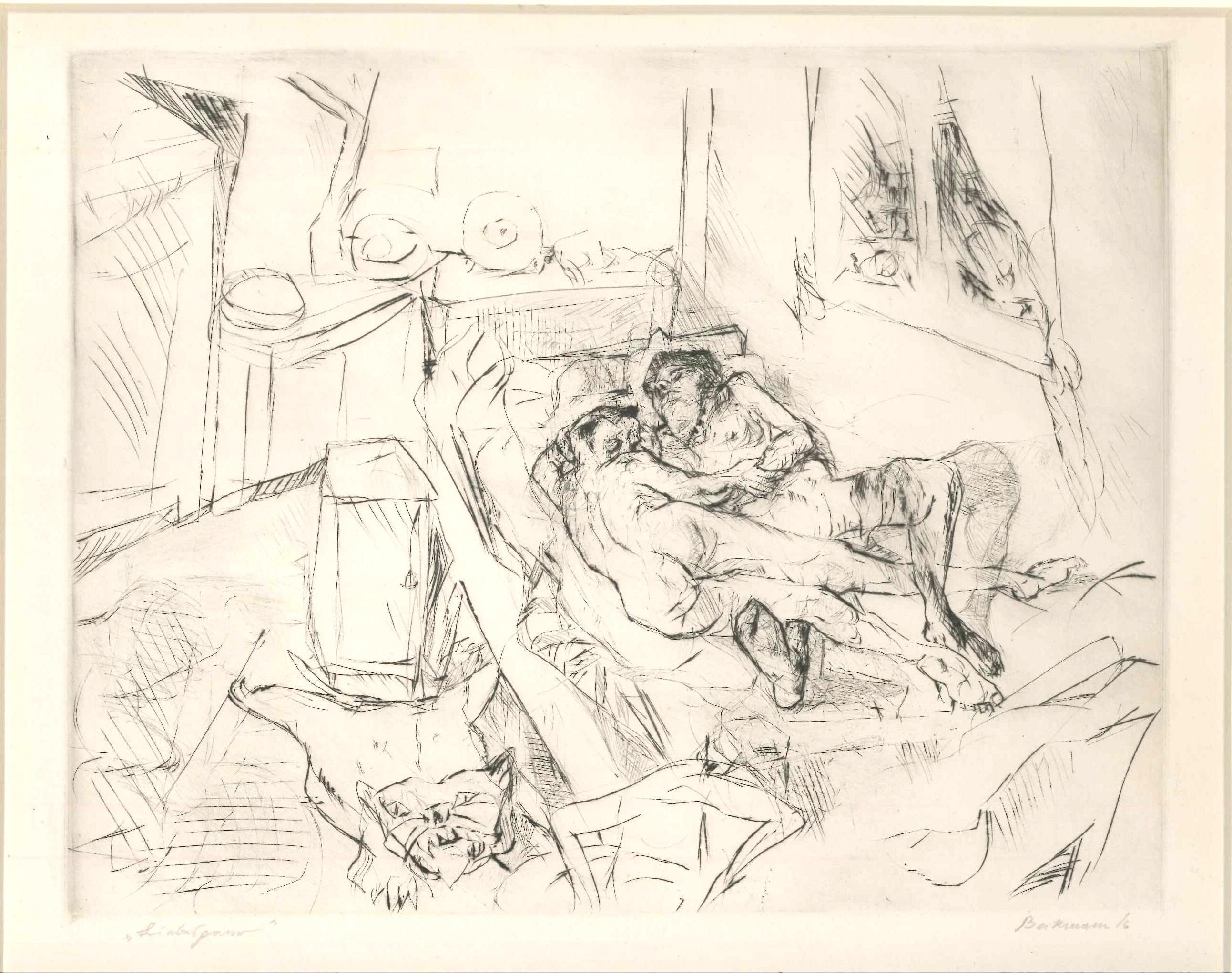 Liebespaar I - Aguafuerte y punta seca de Max Beckmann - 1916