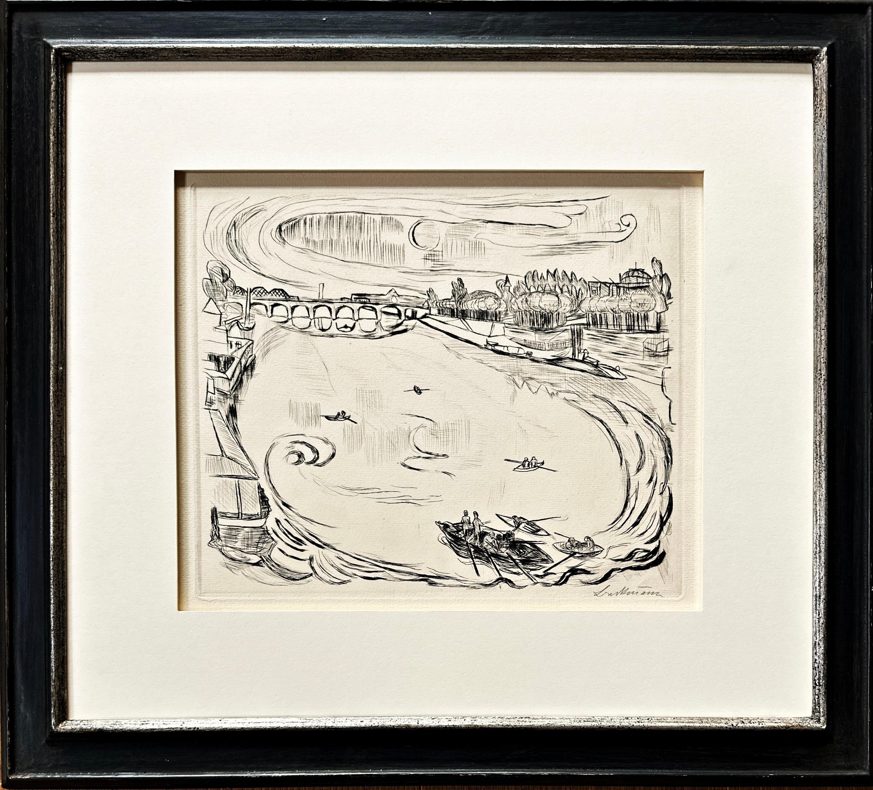 Max Beckmann Landscape Print - Expressionist Landscape "Mainlandschaft" Etching, 1918, Hand Signed