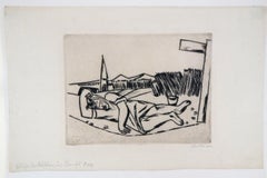 Max Beckmann German Expressionist Etching 1922, Maiden Sleeping in the Cornfield