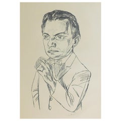 Max Beckmann Litografía original, 1922 Firmada, "Bildnis Simon"
