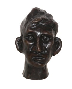 „Kopf eines Mannes“, moderne Bronzeskulptur von Max Beckmann