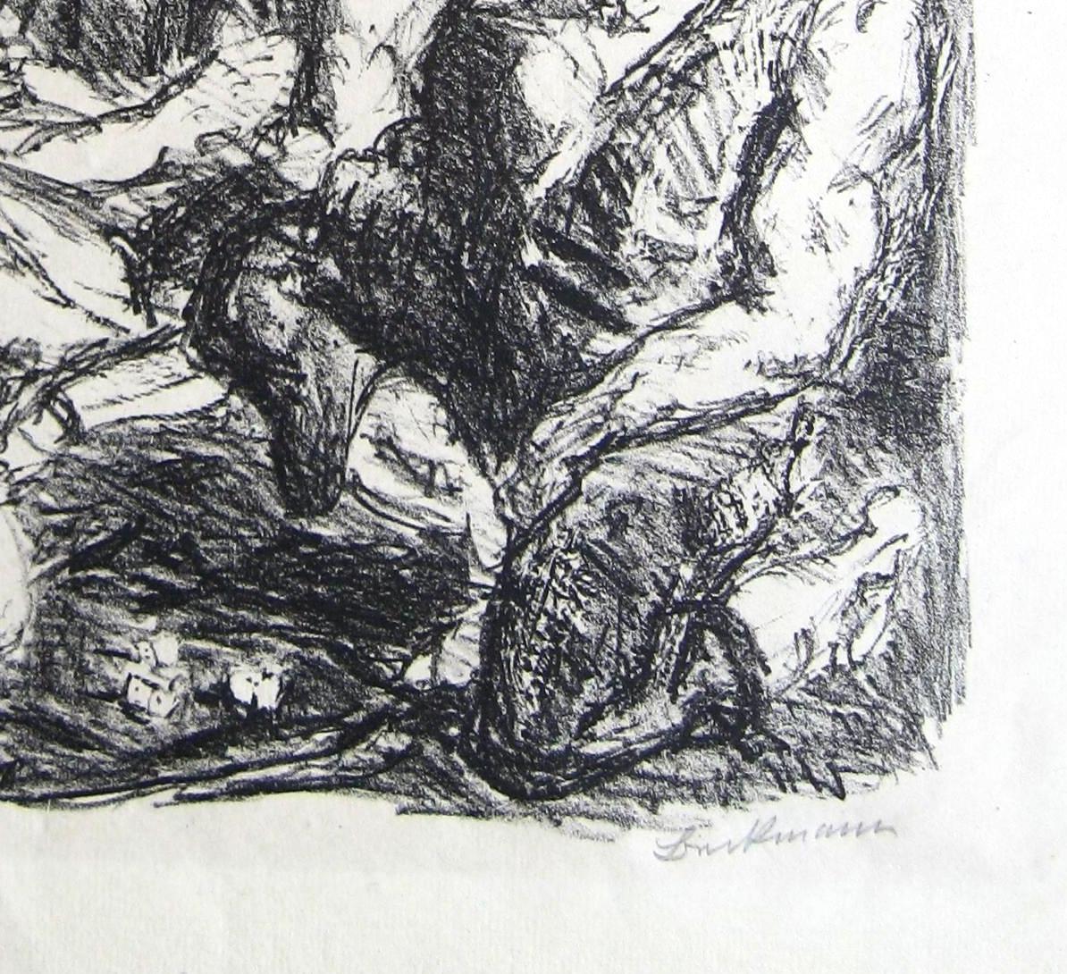 Original stone lithograph and a powerful image by German Expressionist Max Beckmann.
Titled 