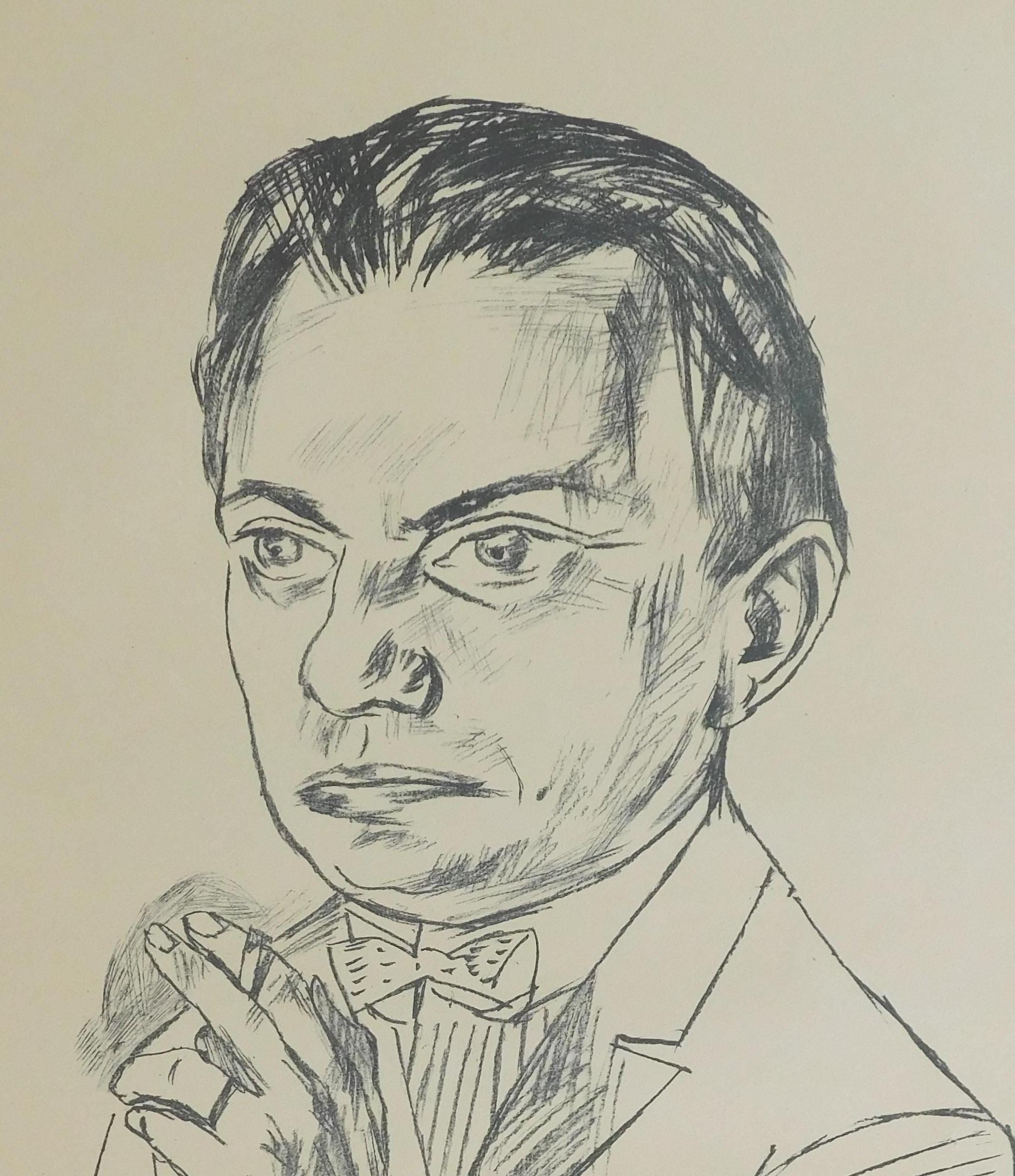 20ième siècle Lithographie originale de Max Beckmann:: 1922:: signée:: « Bildnis Simon » en vente