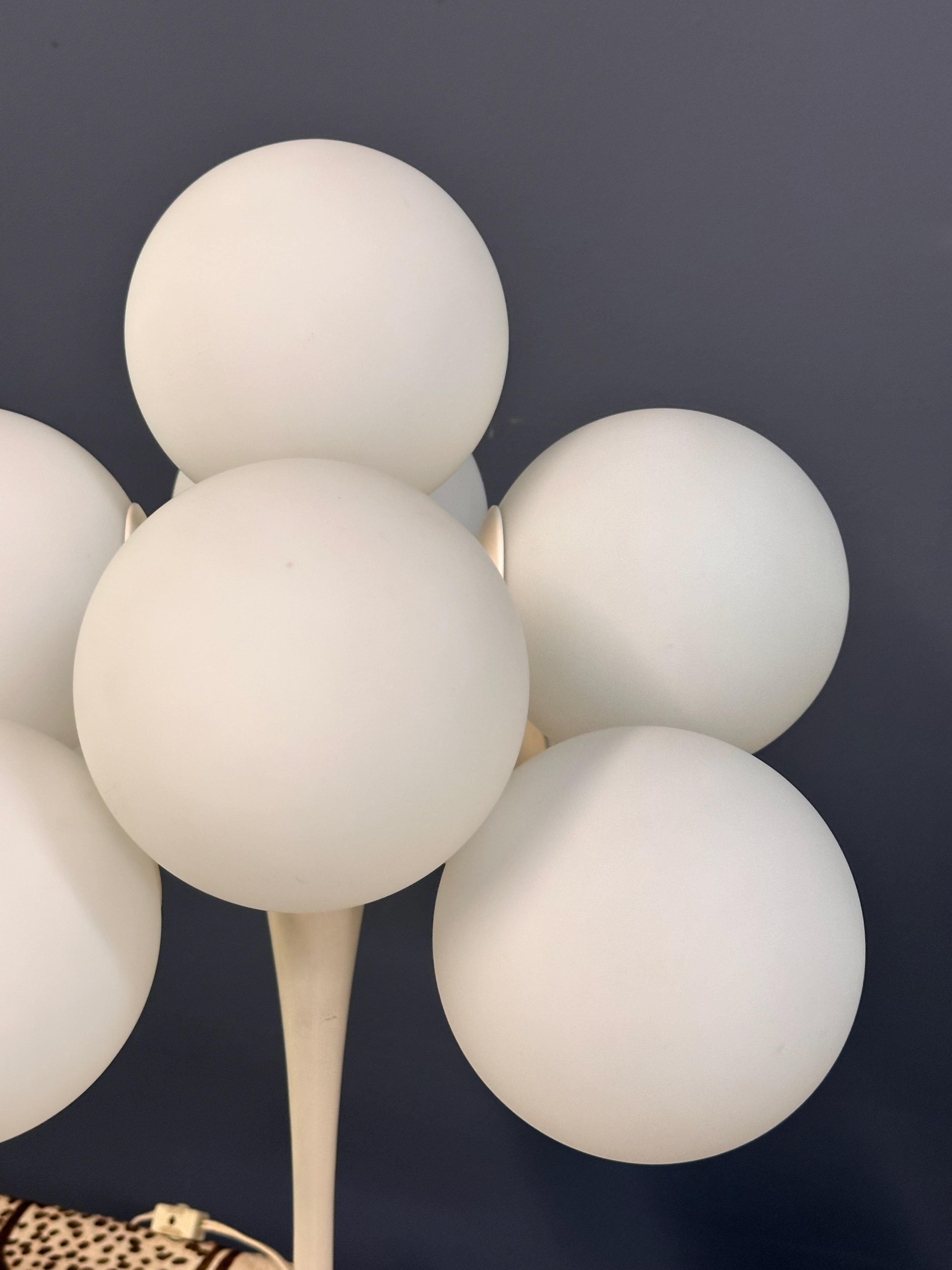 20th Century Max Bill 9 White Opaline Globe Table Lamp Mid Century 1970s