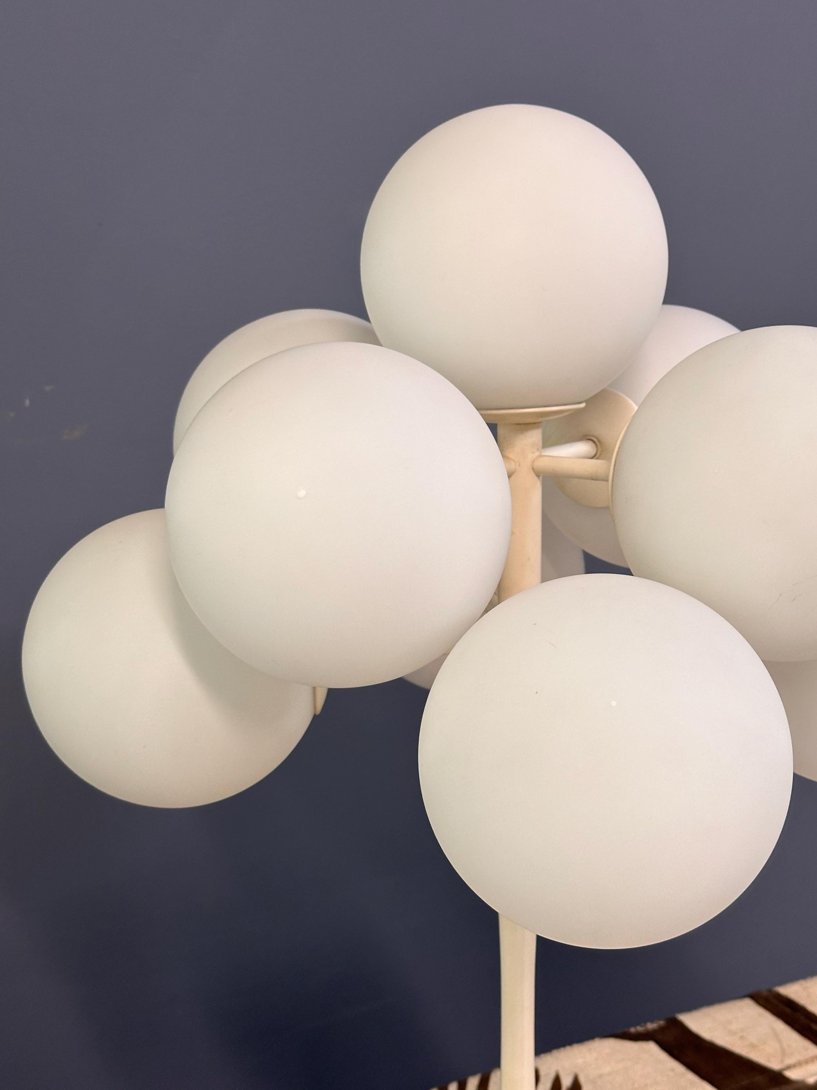 Opaline Glass Max Bill 9 White Opaline Globe Table Lamp Mid Century 1970s