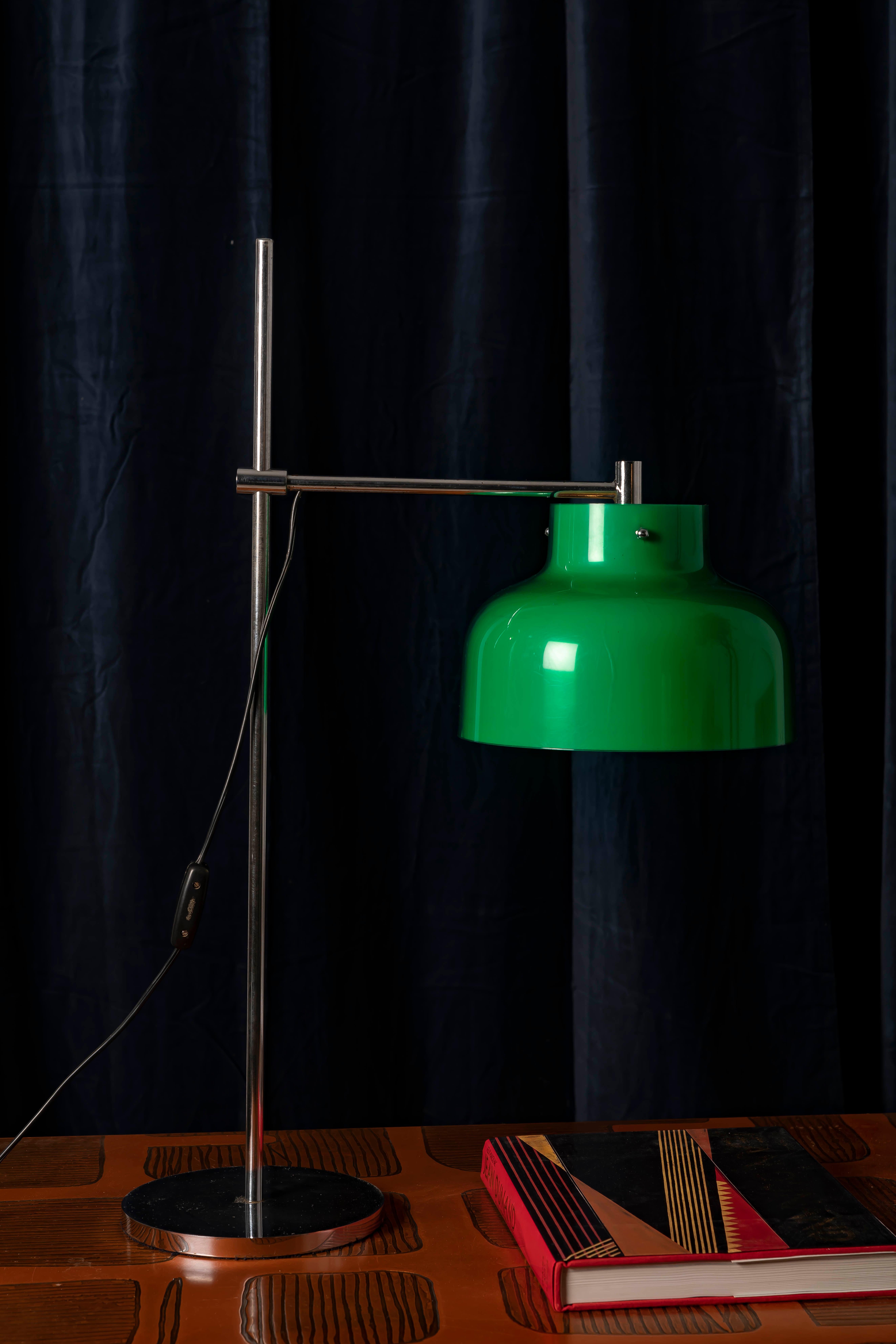 Spanish “Max Bill” Desk Lamp by Miguel Milá for Polinax – Rare Top-Mounted Shade For Sale