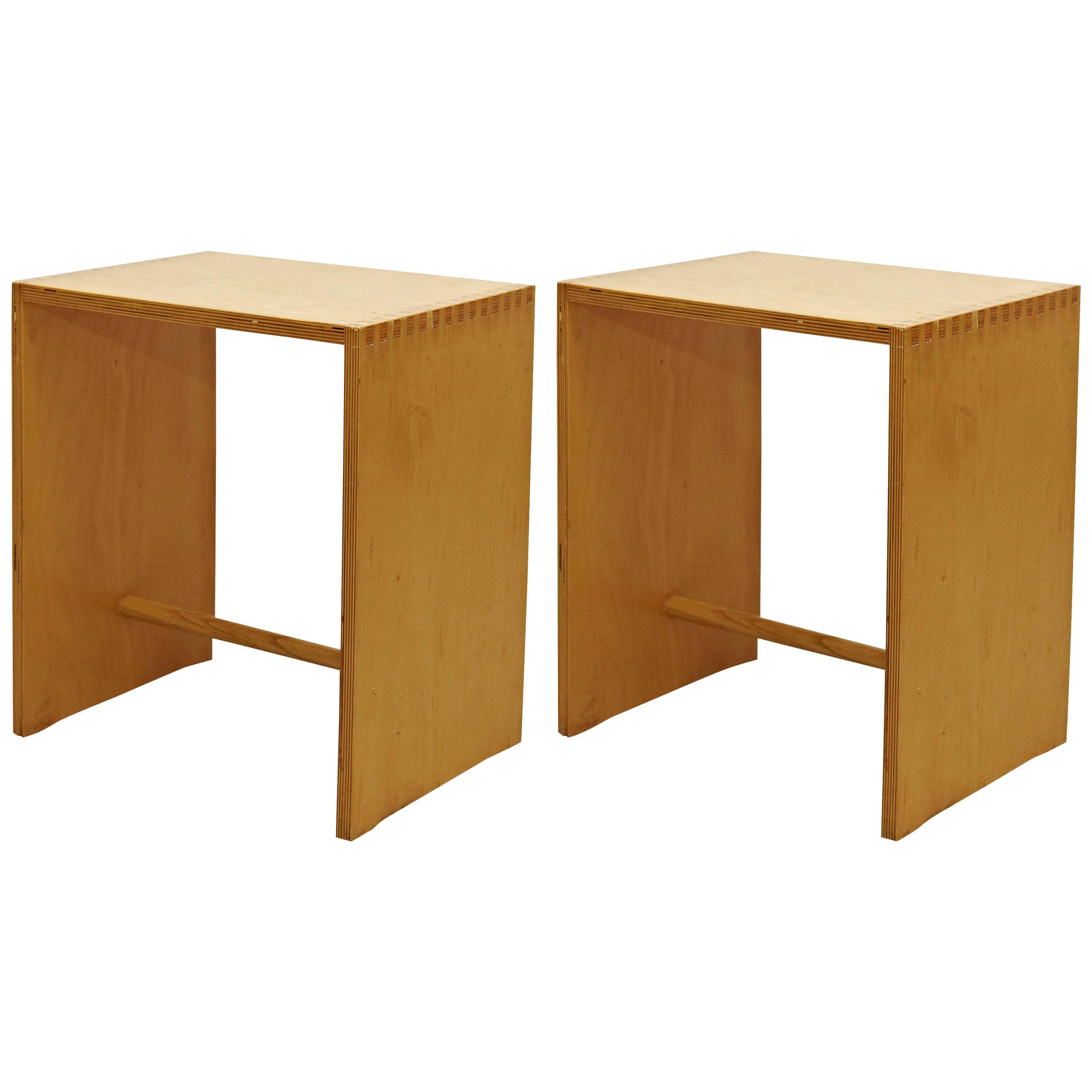 Max Bill Pair of Mid-Century Modern Ulm Stools, circa 1970