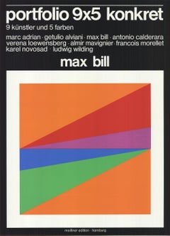 1976 Max Bill 'Portfolio 9x5 Konkret' Vintage Schwarze, orangefarbene Lithographie