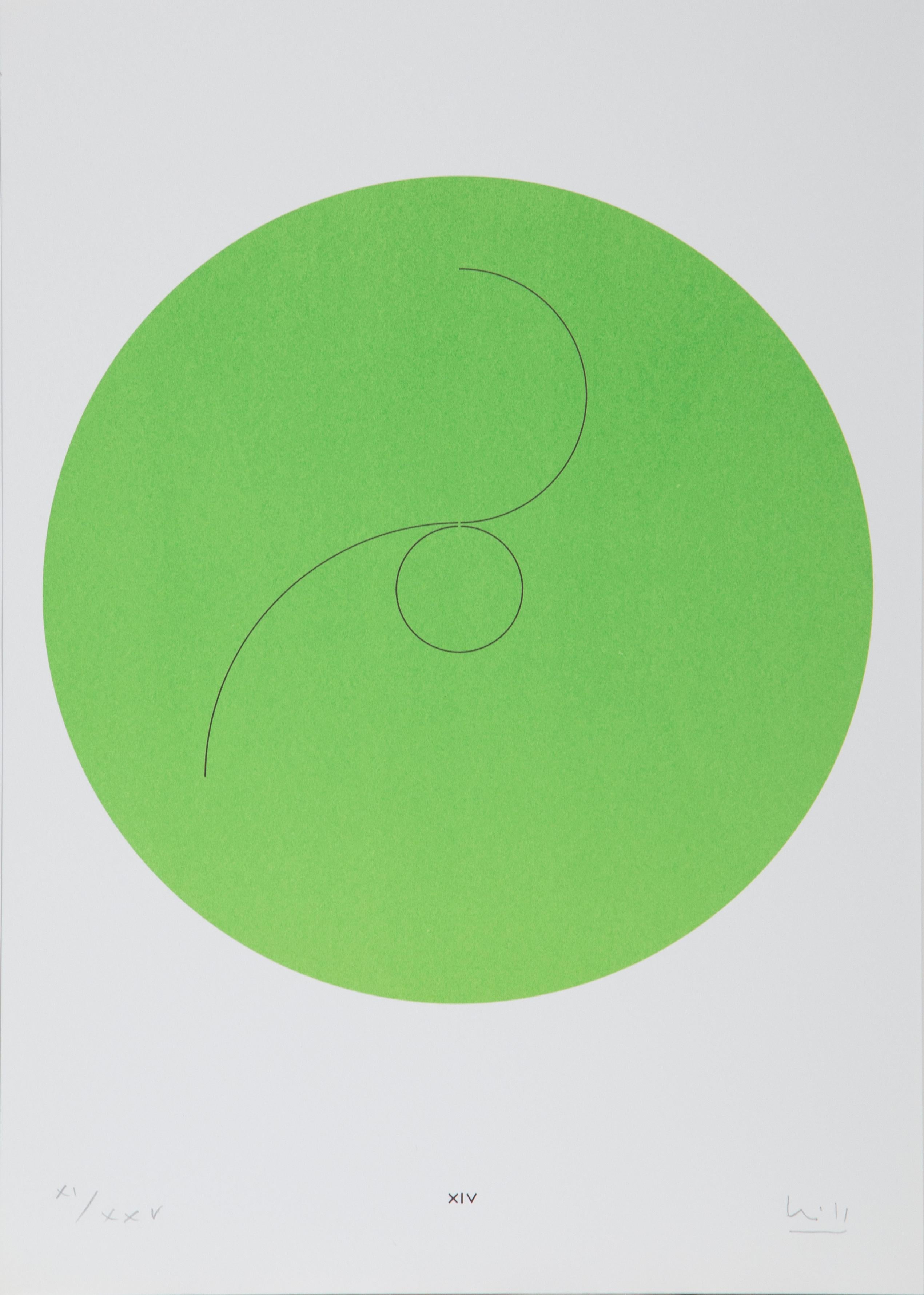 This lithograph was created by Swiss architect, designer, and artist, Max Bill. Bill is widely considered the single most decisive influence on Swiss graphic design. He sought to create forms that visually represent the New Physics of the early 20th