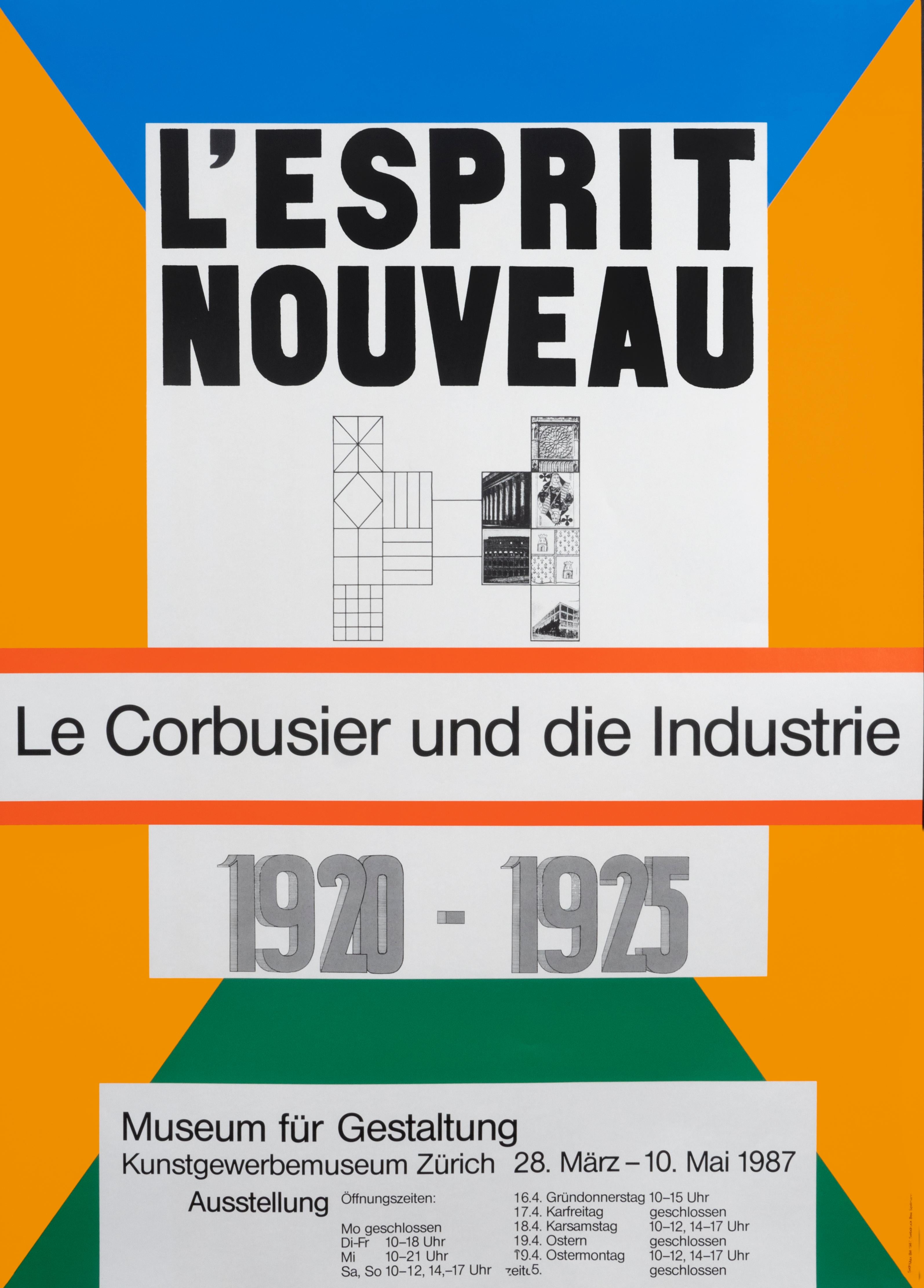"L'Esprit Nouveau - Le Corbusier" Original Vintage Architecture Poster - Print by Max Bill