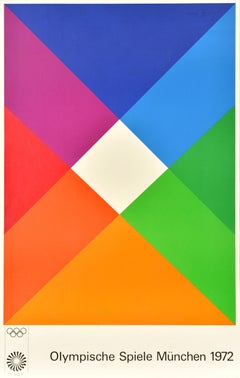 Original Vintage Sport Poster Munich Olympics 1972 Max Bill Colour Shape Design