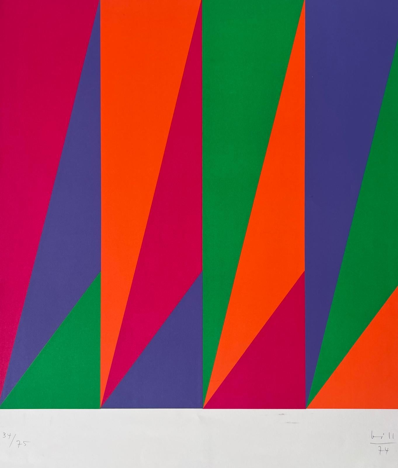 Variación de tres colores - Abstract Print Gris de Max Bill