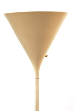 Max Bill Style Mid-Century Modern White Torchiere Floor Lamp