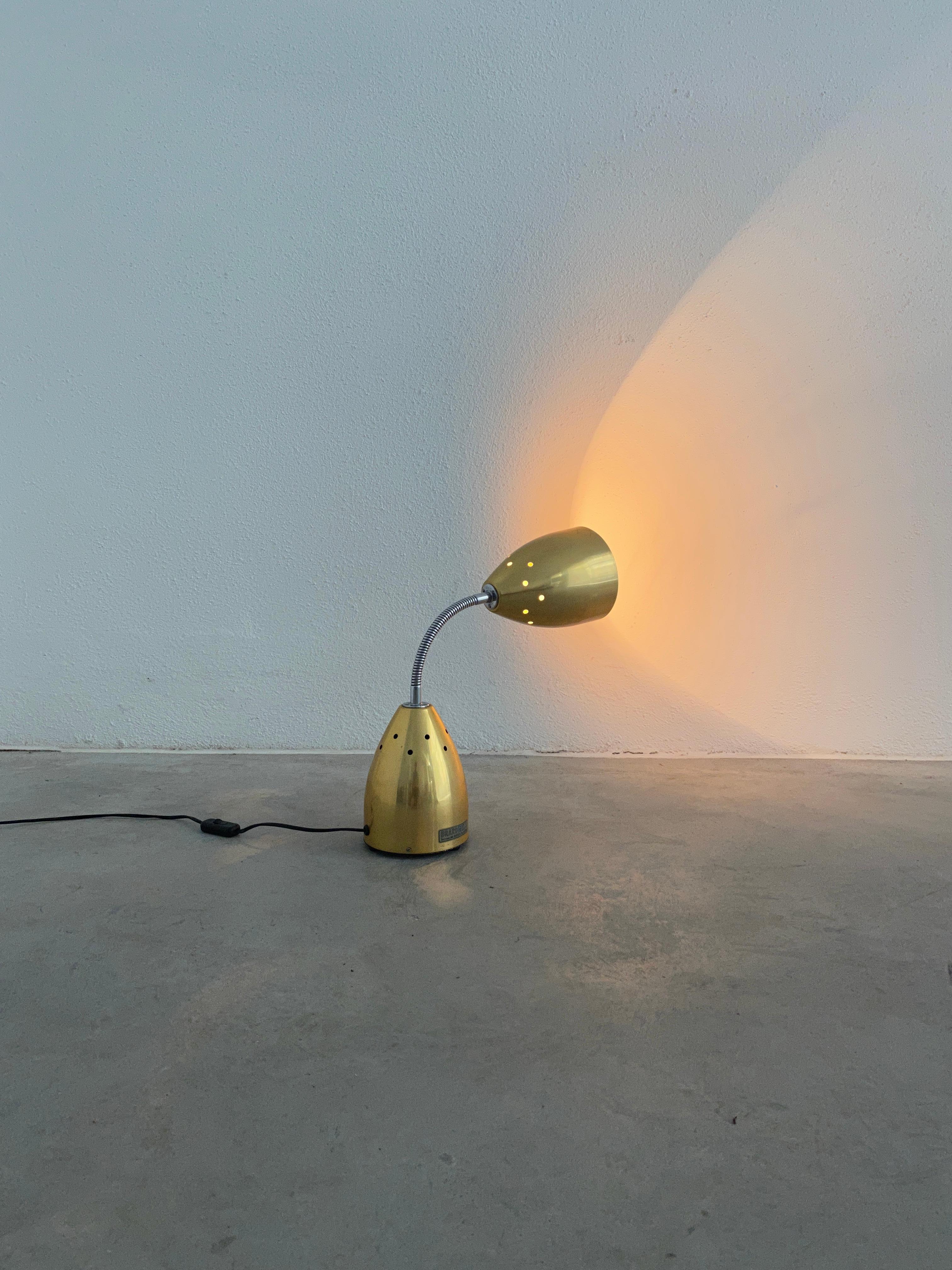 Milieu du XXe siècle Lampe de bureau Max Bill Sun en aluminium anodisé doré, Suisse, 1955 en vente