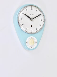 Max Bill Wall Clock, Pastel Blue, Mid-Century Modern, Junghans Germany, 1950s