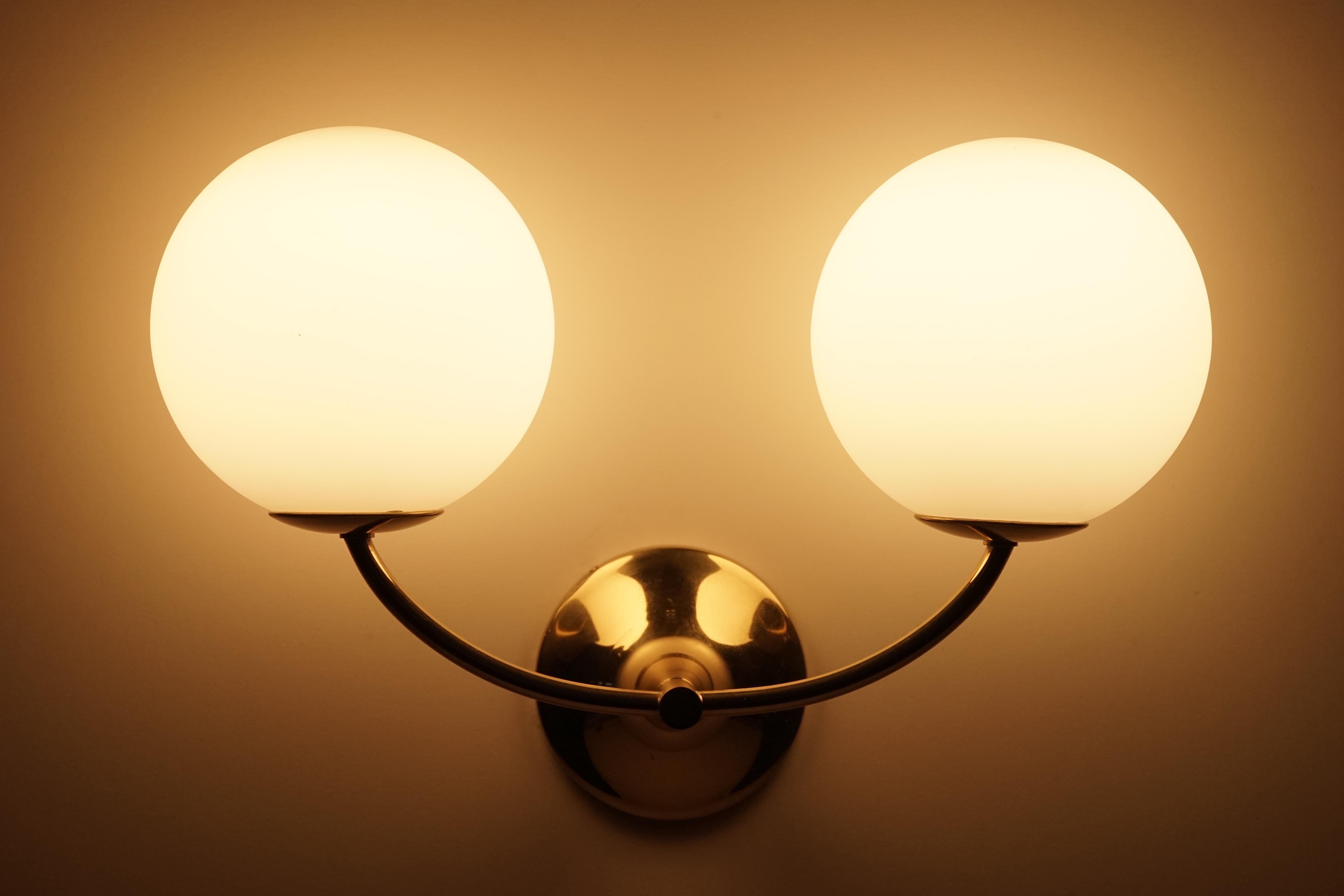 Brass Max Bill Wall Lamp Temde, 1960 For Sale