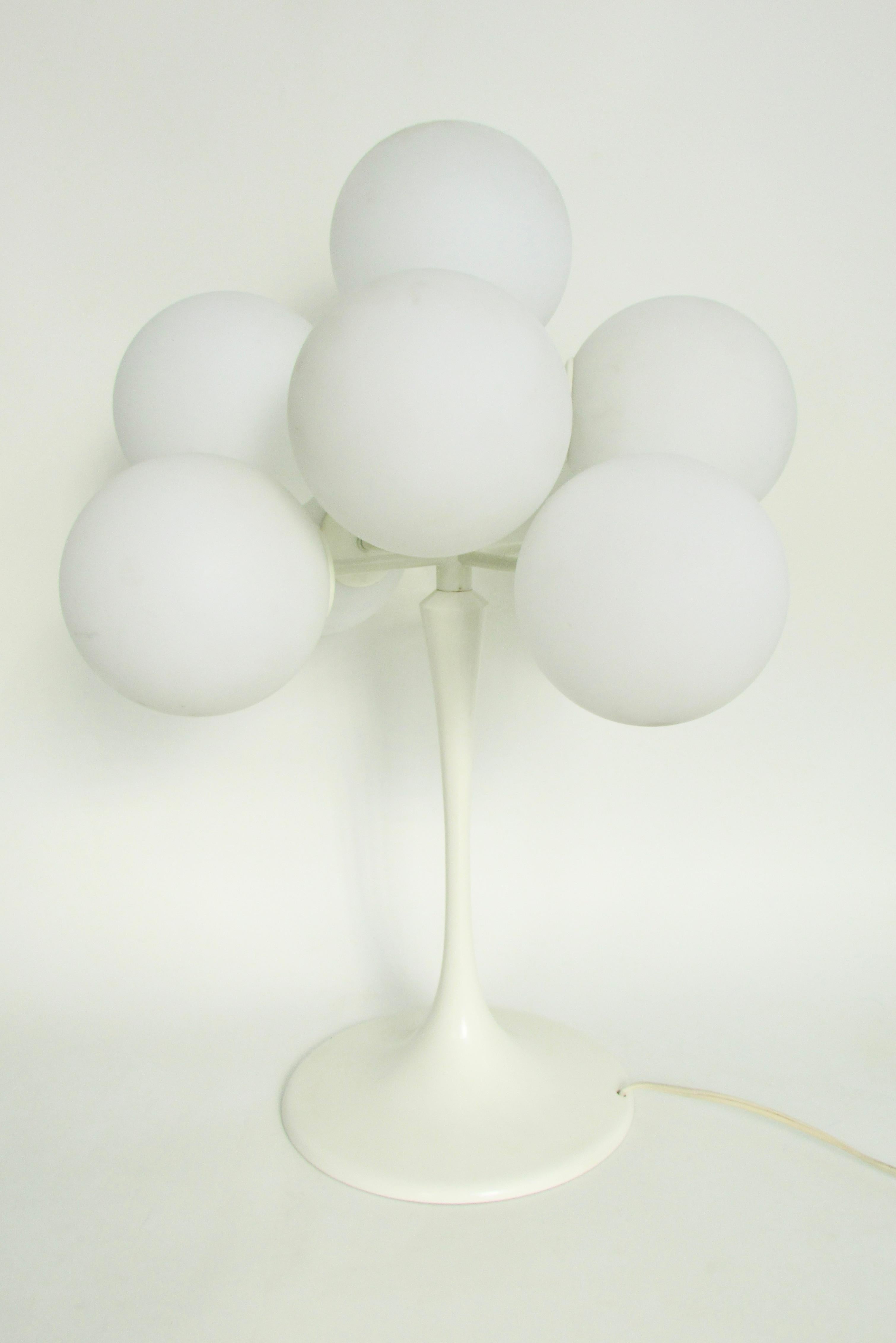 Max Bill white glass globe table lamp For Sale 3