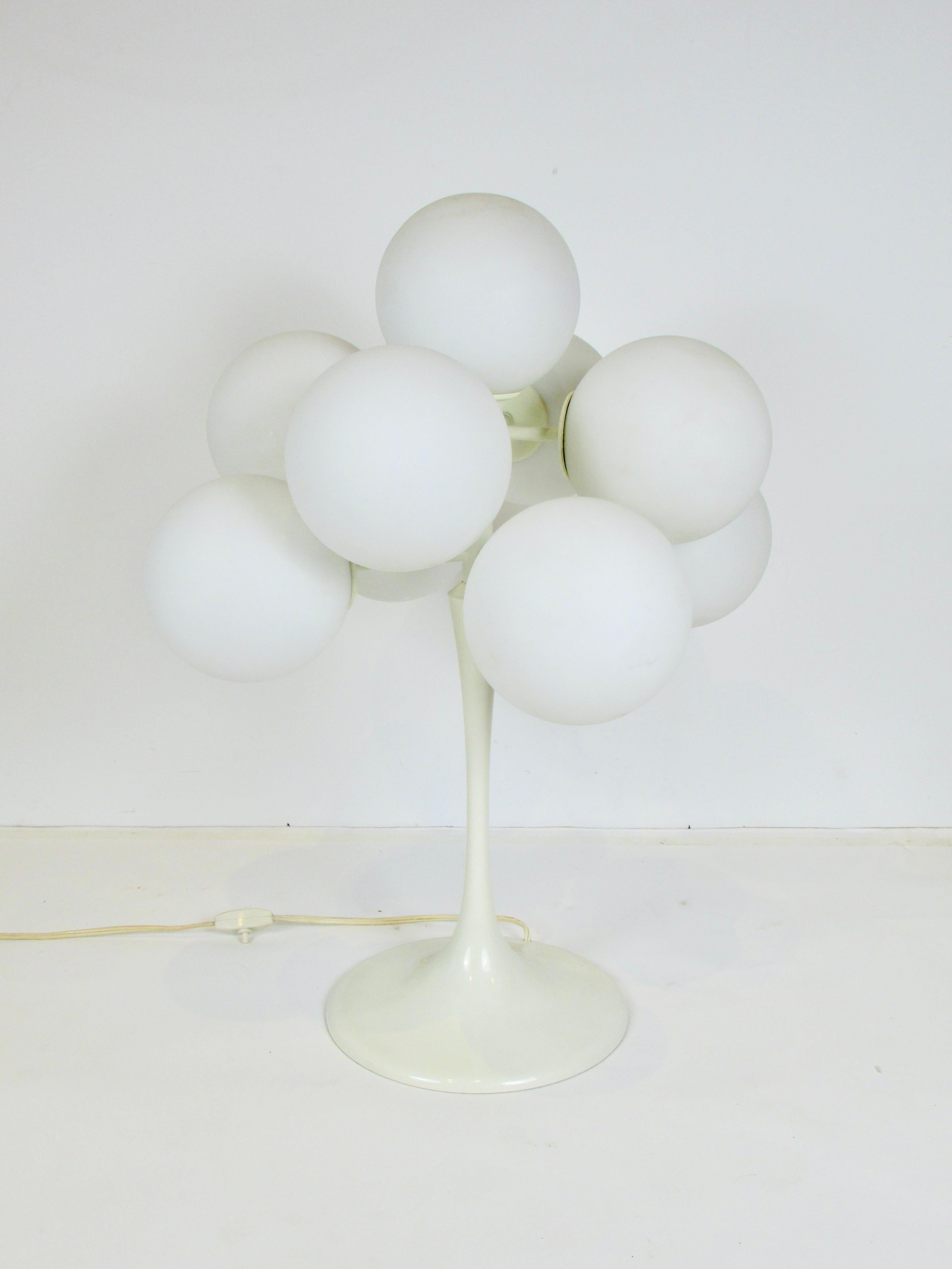 Swiss Max Bill white glass globe table lamp For Sale