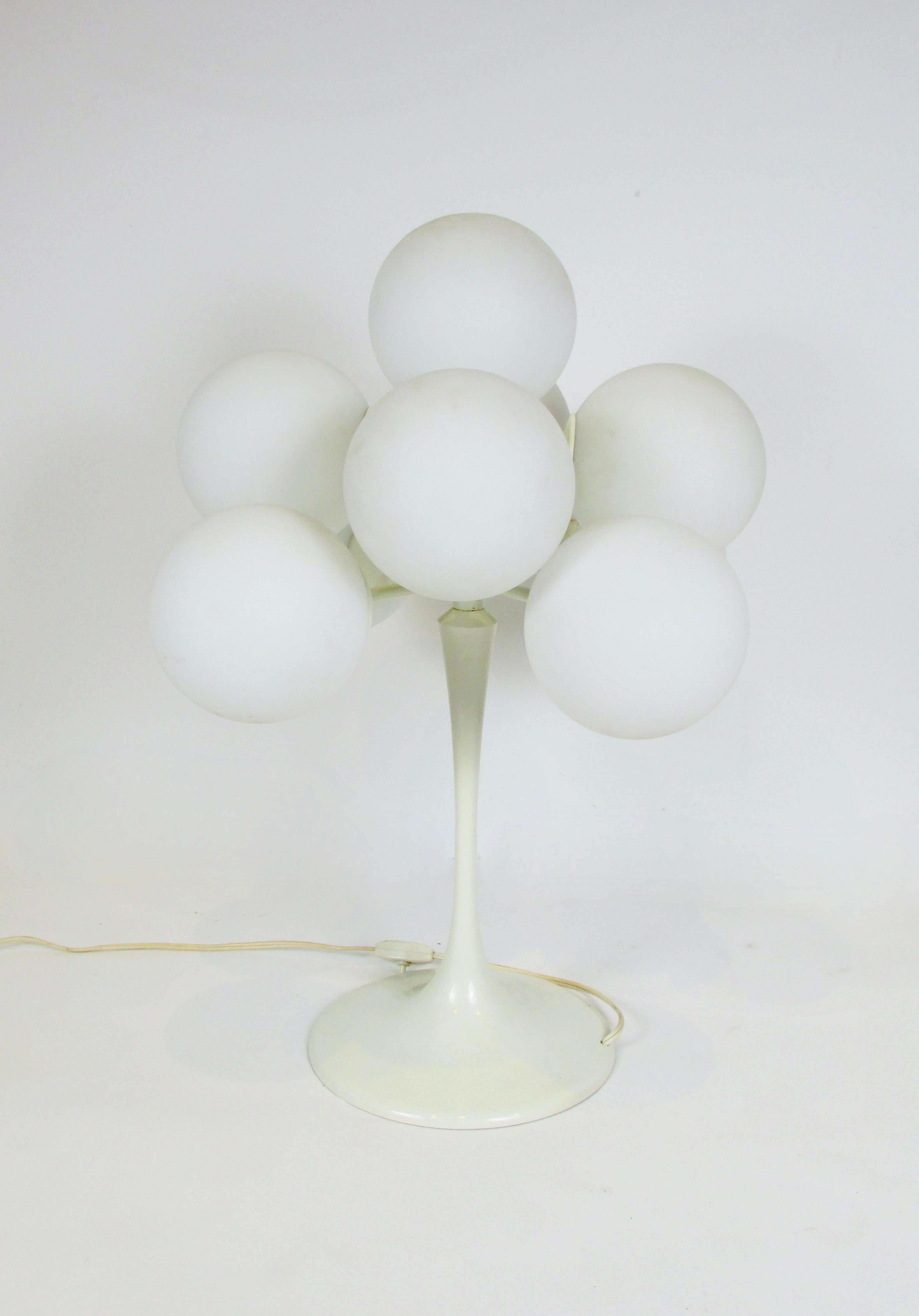 Lacquered Max Bill white glass globe table lamp For Sale