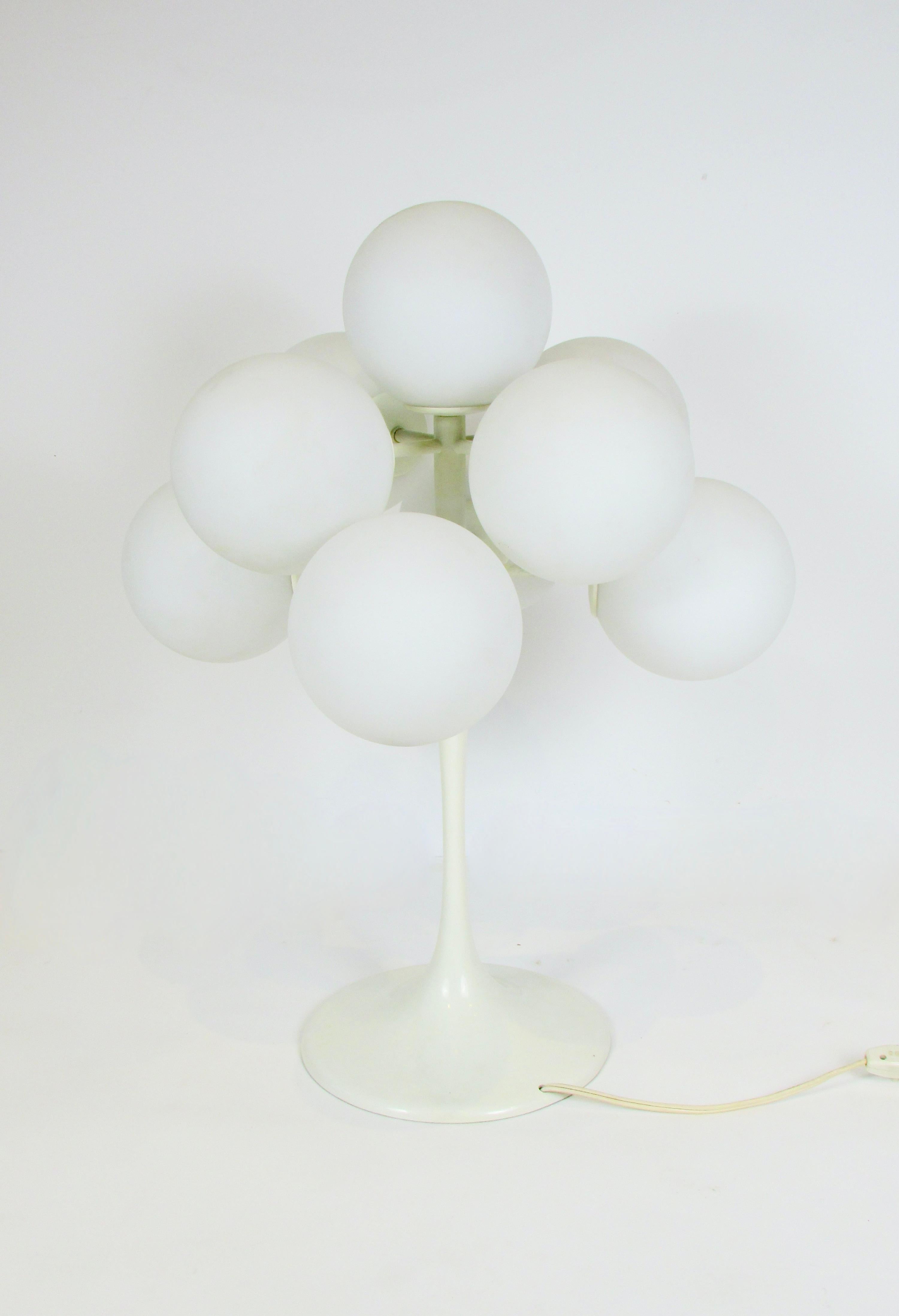 Max Bill white glass globe table lamp In Good Condition For Sale In Ferndale, MI