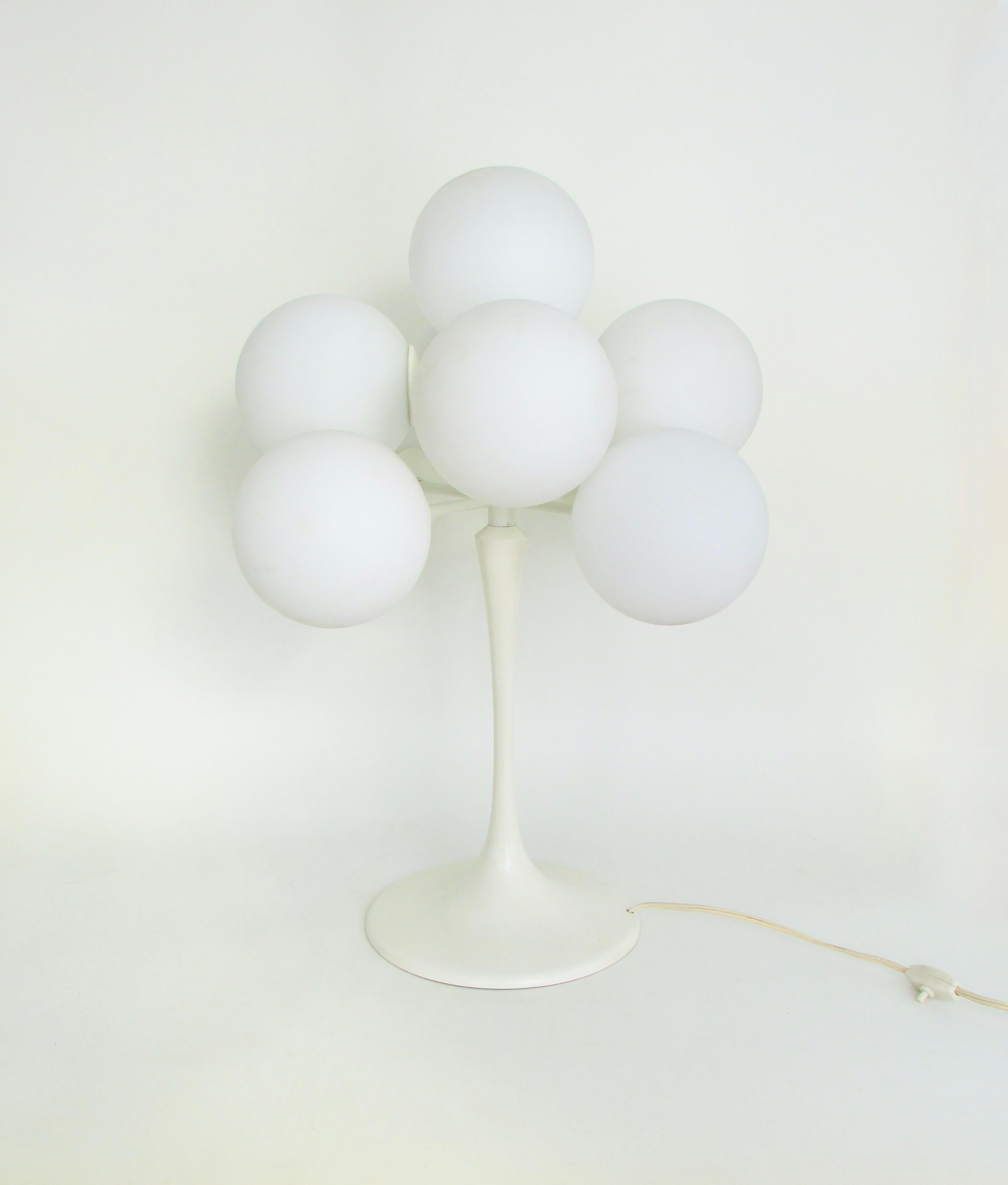 Max Bill white glass globe table lamp For Sale 1