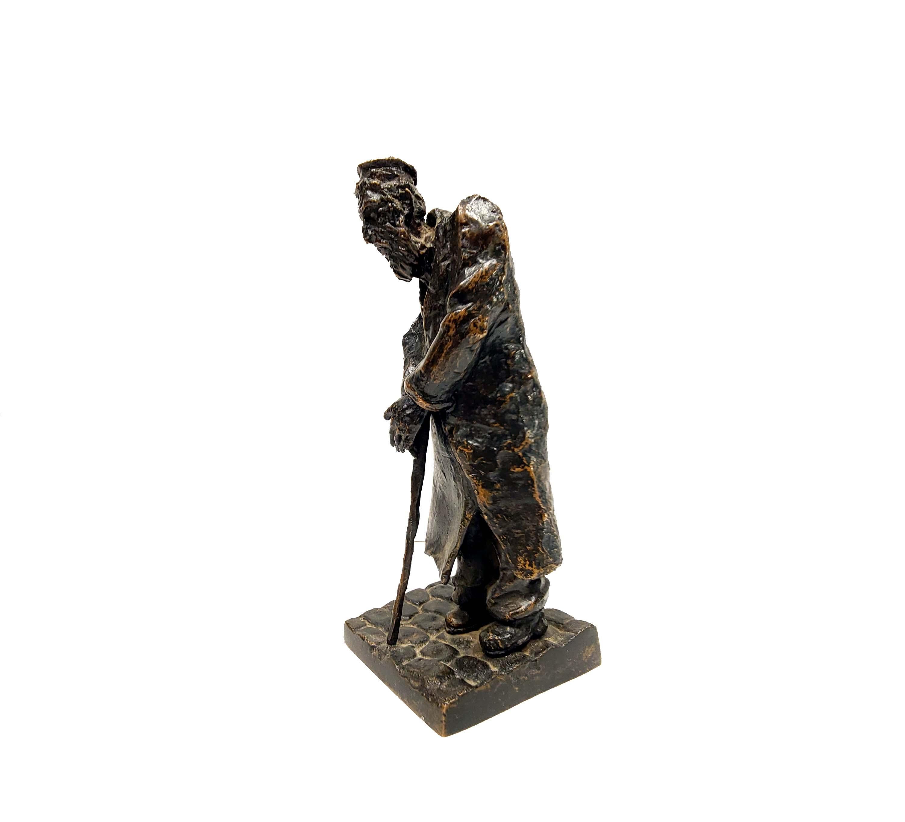 Other Max Biskupski Poland, Bronze Sculpture of an Old Jew