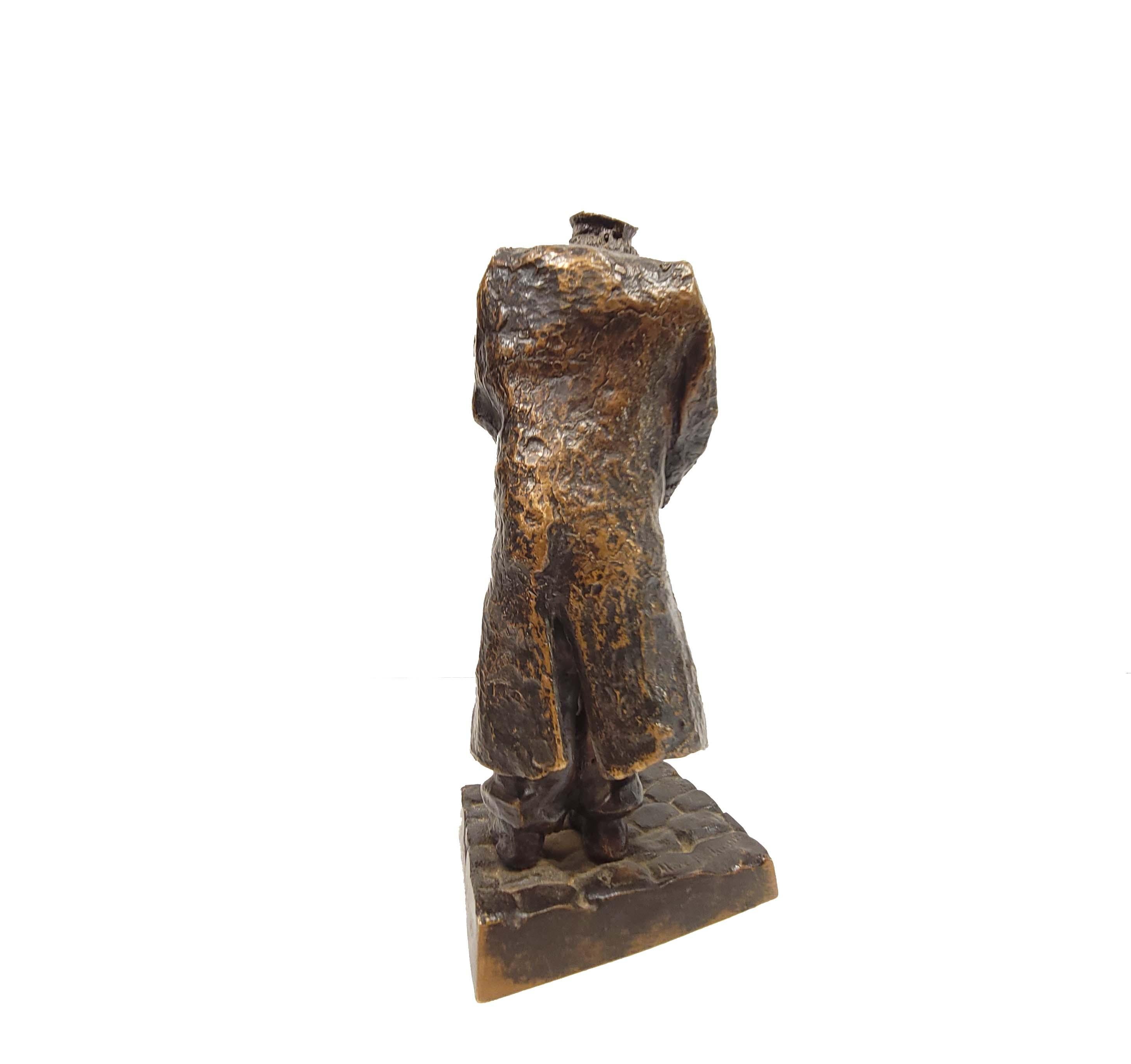 Polish Max Biskupski Poland, Bronze Sculpture of an Old Jew