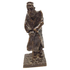 Max Biskupski Poland, Bronze Sculpture of an Old Jew