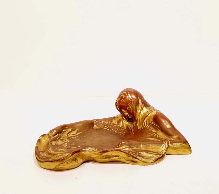 Max Blondat (1879-1926) gilt bronze sculptural desk piece. Measure: 5.75