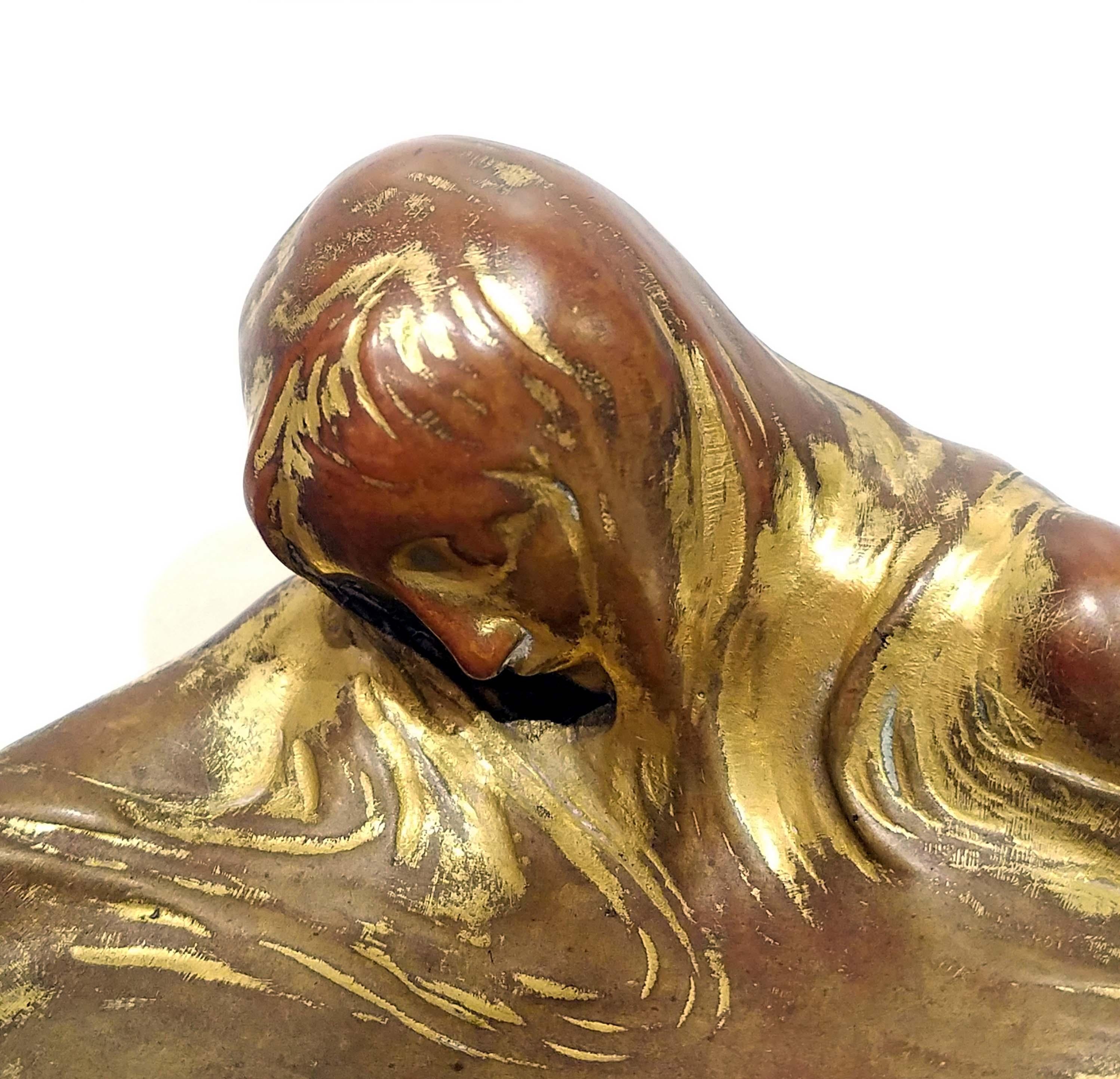 Max Blondat Gilt Bronze Sculptural Desk Piece In Fair Condition For Sale In New York, NY