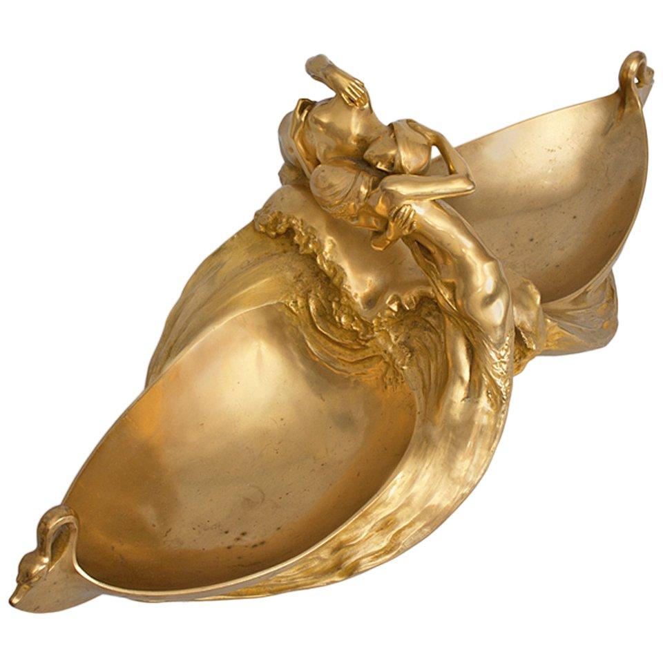 Max Blondat French Art Nouveau Gilt Bronze Vide-Poche