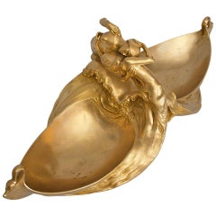 Vide-Poche Max Blondat Art Nouveau français en bronze doré
