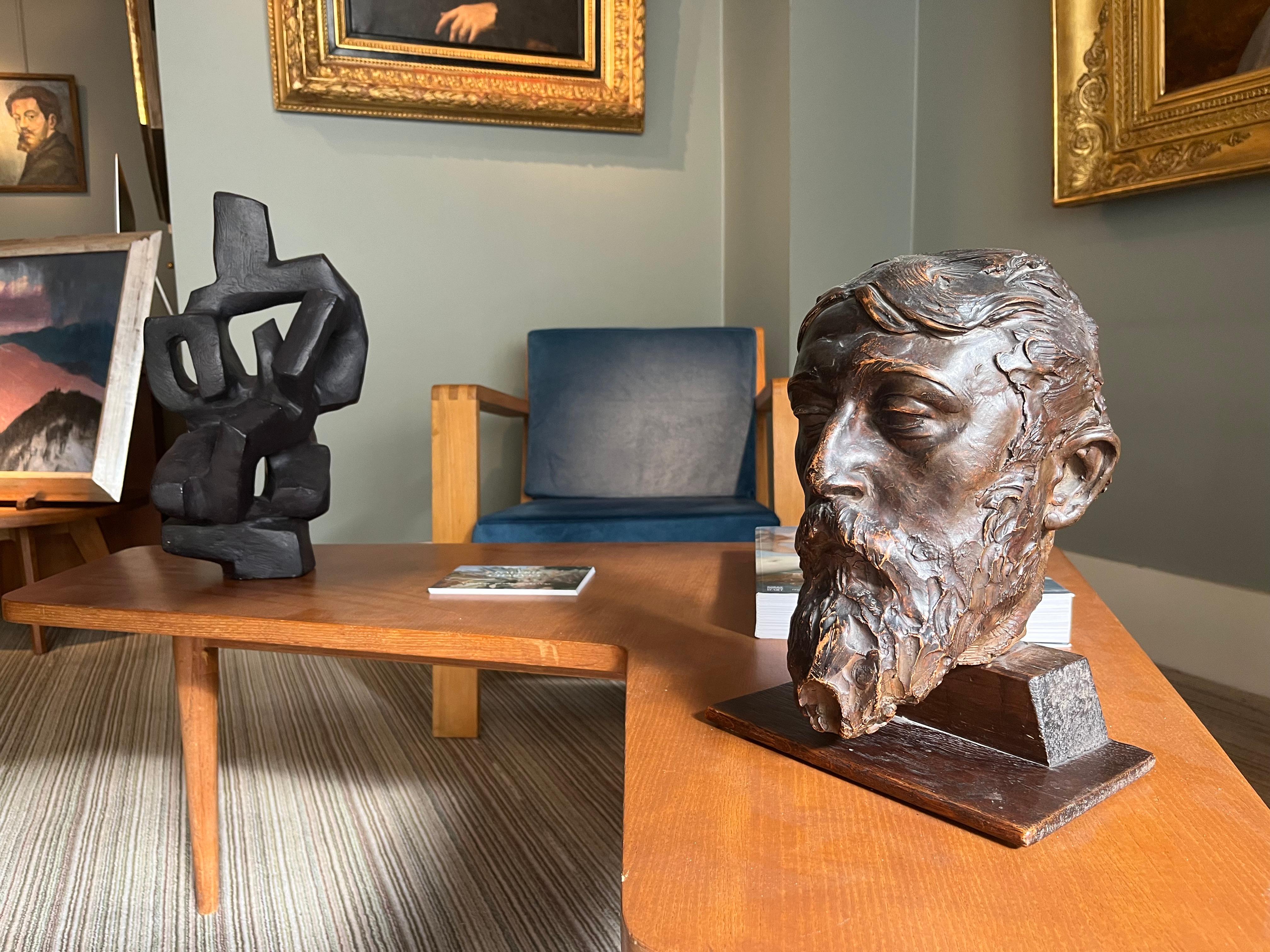 Sculpture - Male Face - Figurative Sculpture Marrone di Max Blondat