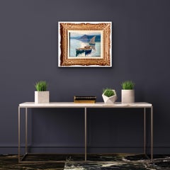 19th century French impressionist painting Mediterranean - Sailing Boats Harbour